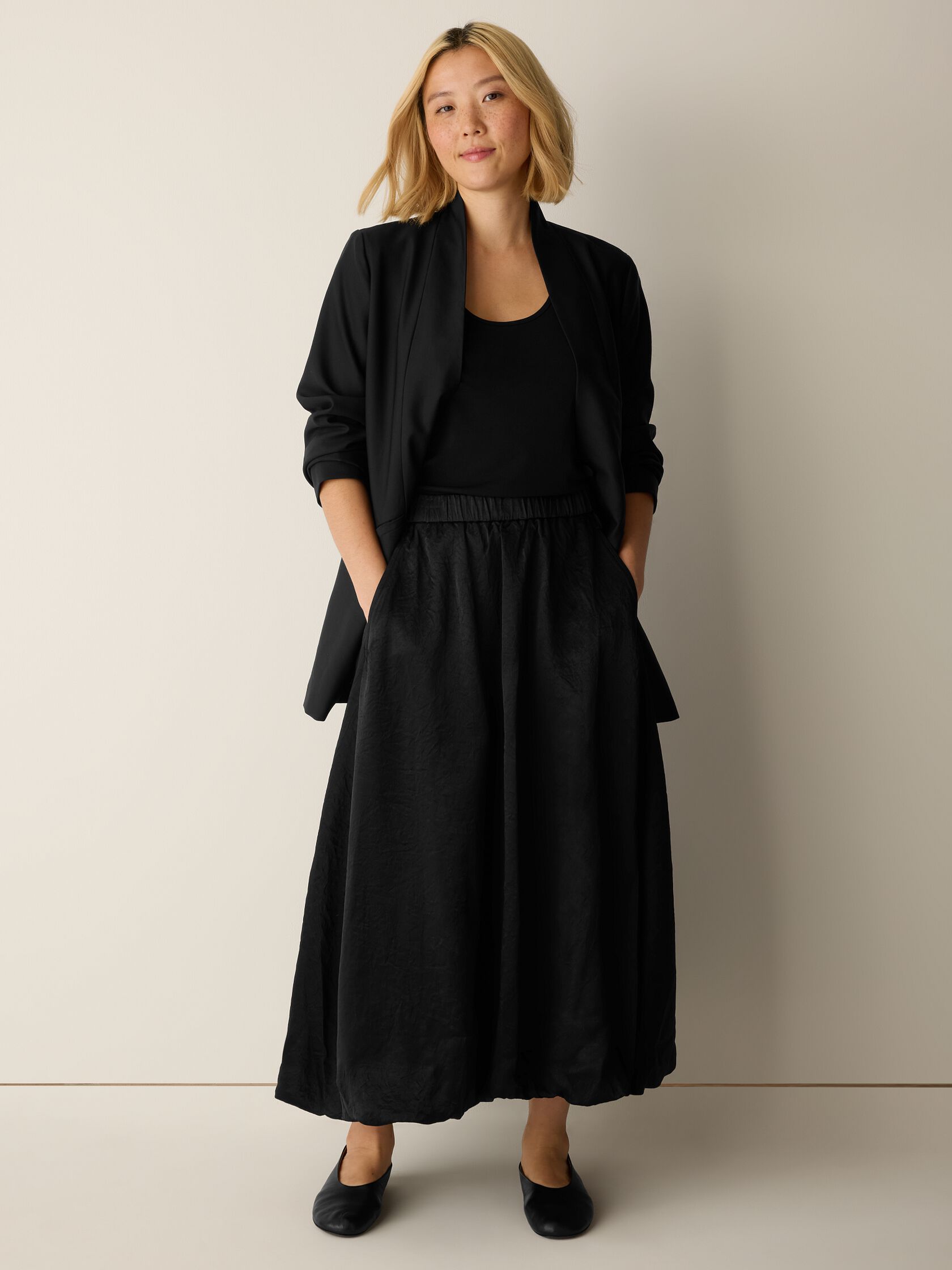 Textured Satin Bubble Hem Skirt