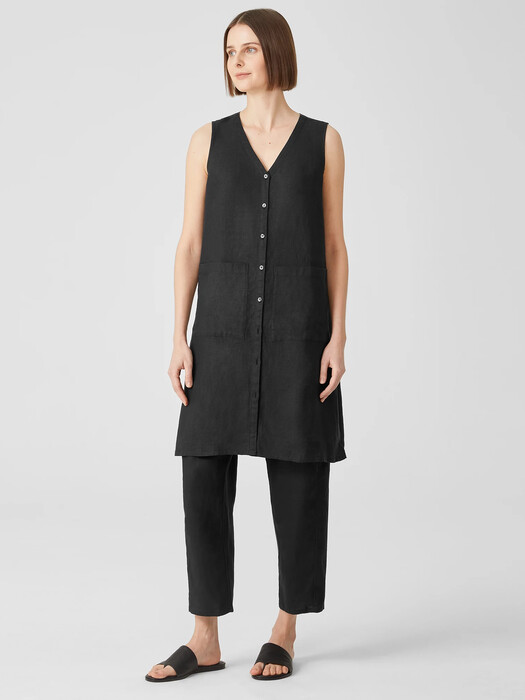 Organic Handkerchief Linen V-Neck Long Top