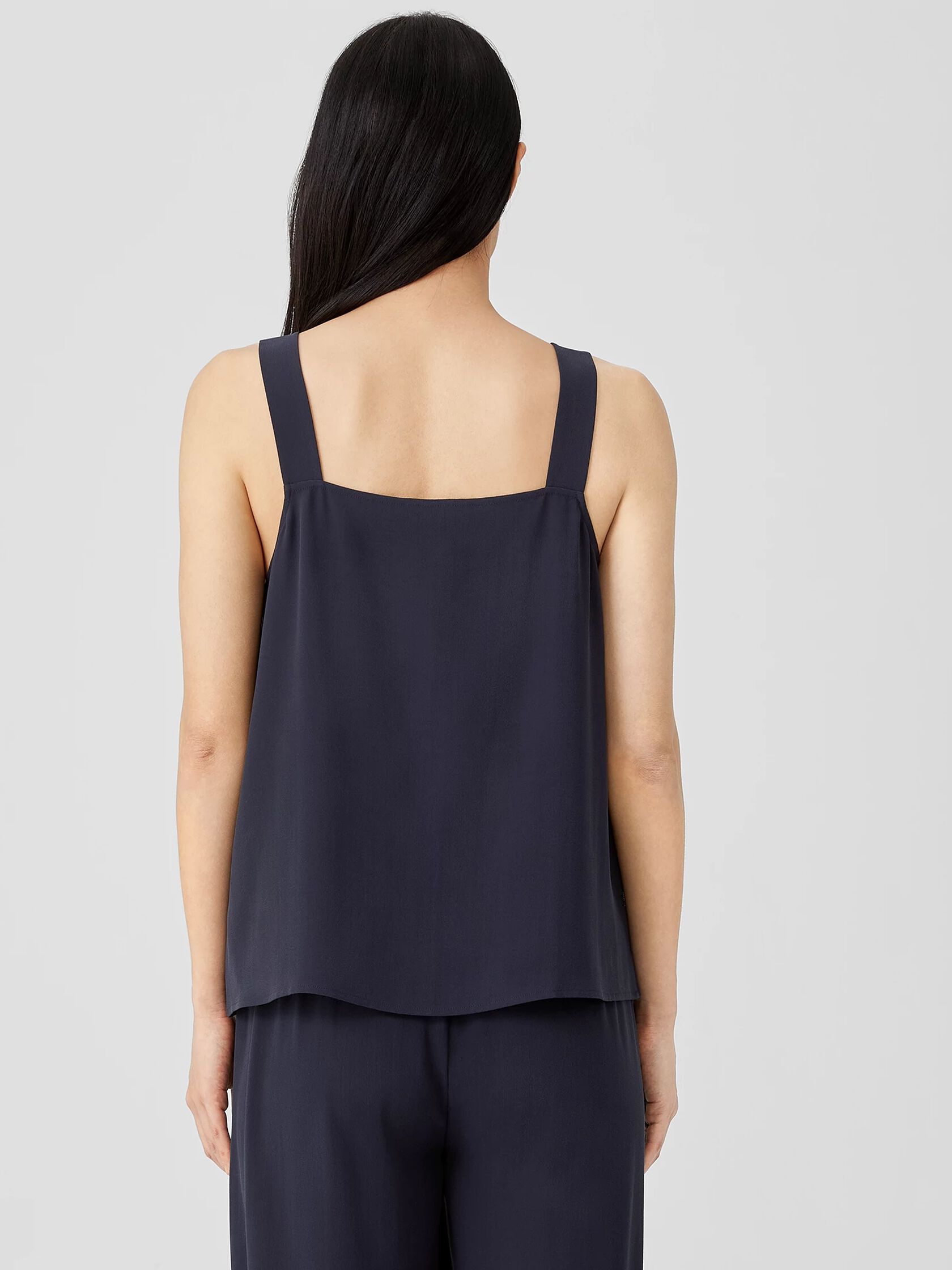 Silk Georgette Crepe Square Neck Tank