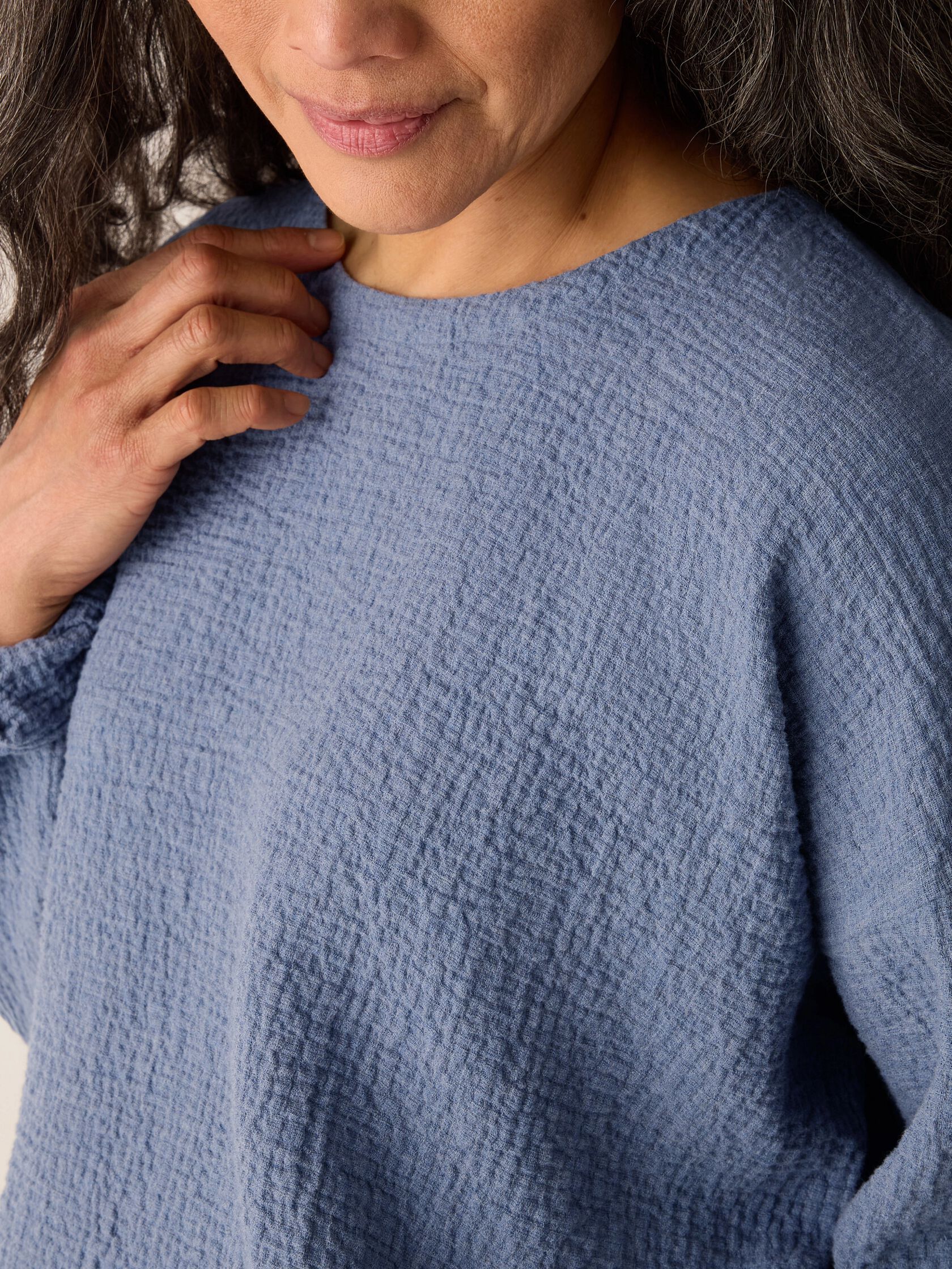 Organic Cotton Doubleweave Round Neck Box-Top