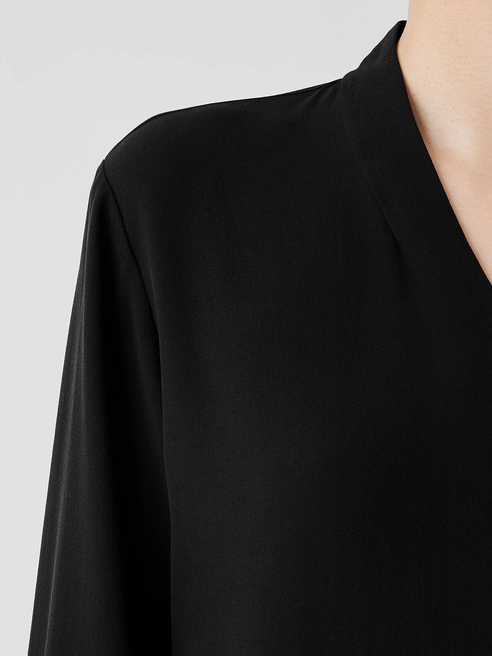 Silk Georgette Crepe V-Neck Top