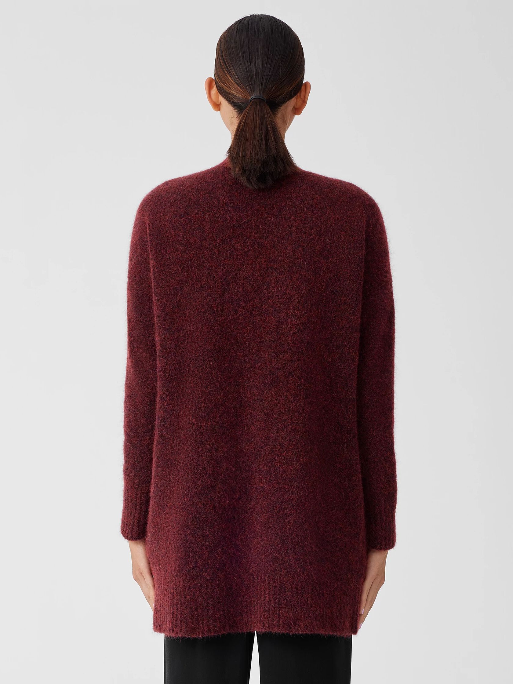 Mohair Plush Mélange V-Neck Cardigan