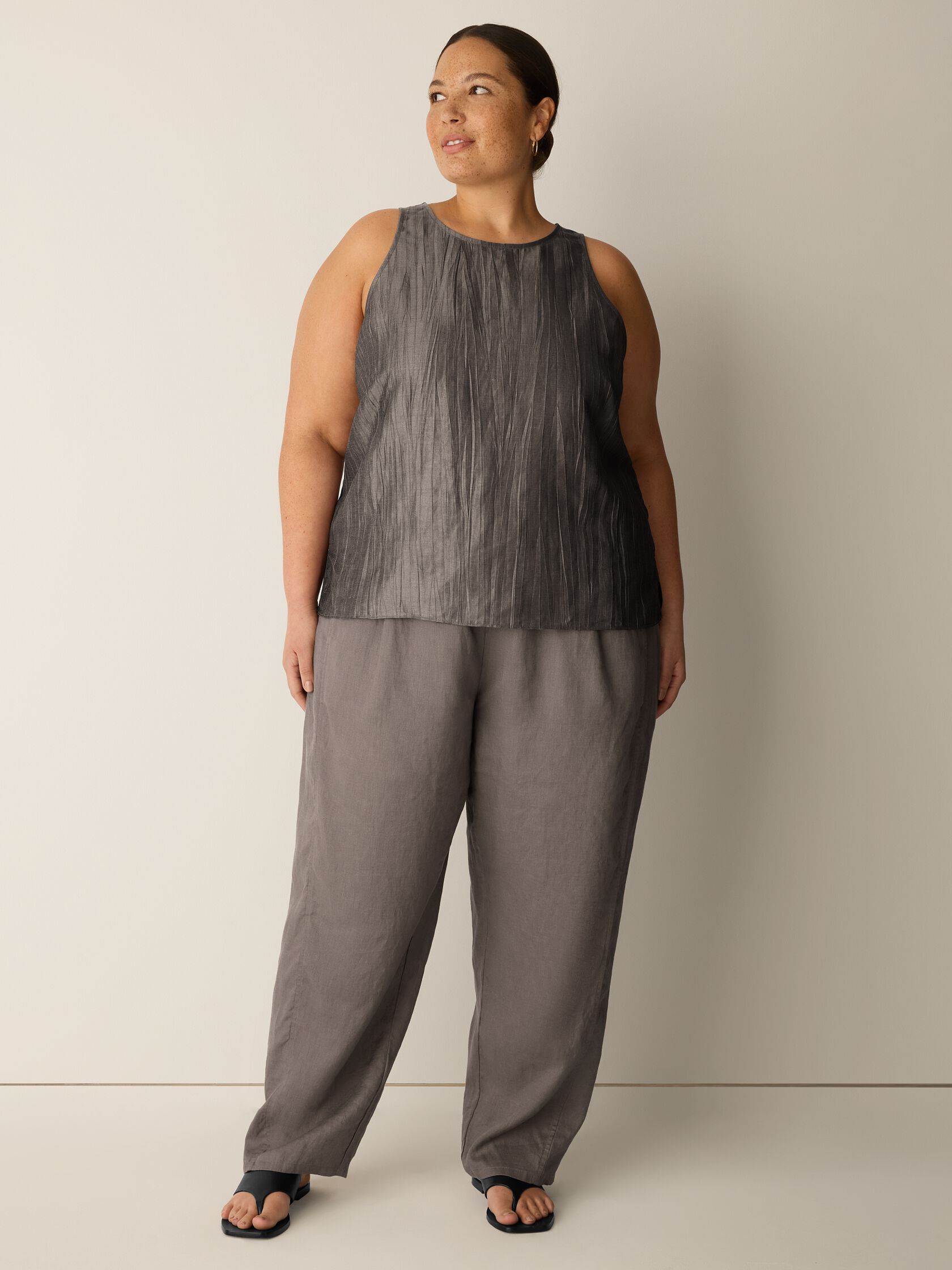 Organic Linen Pleated Lantern Pant