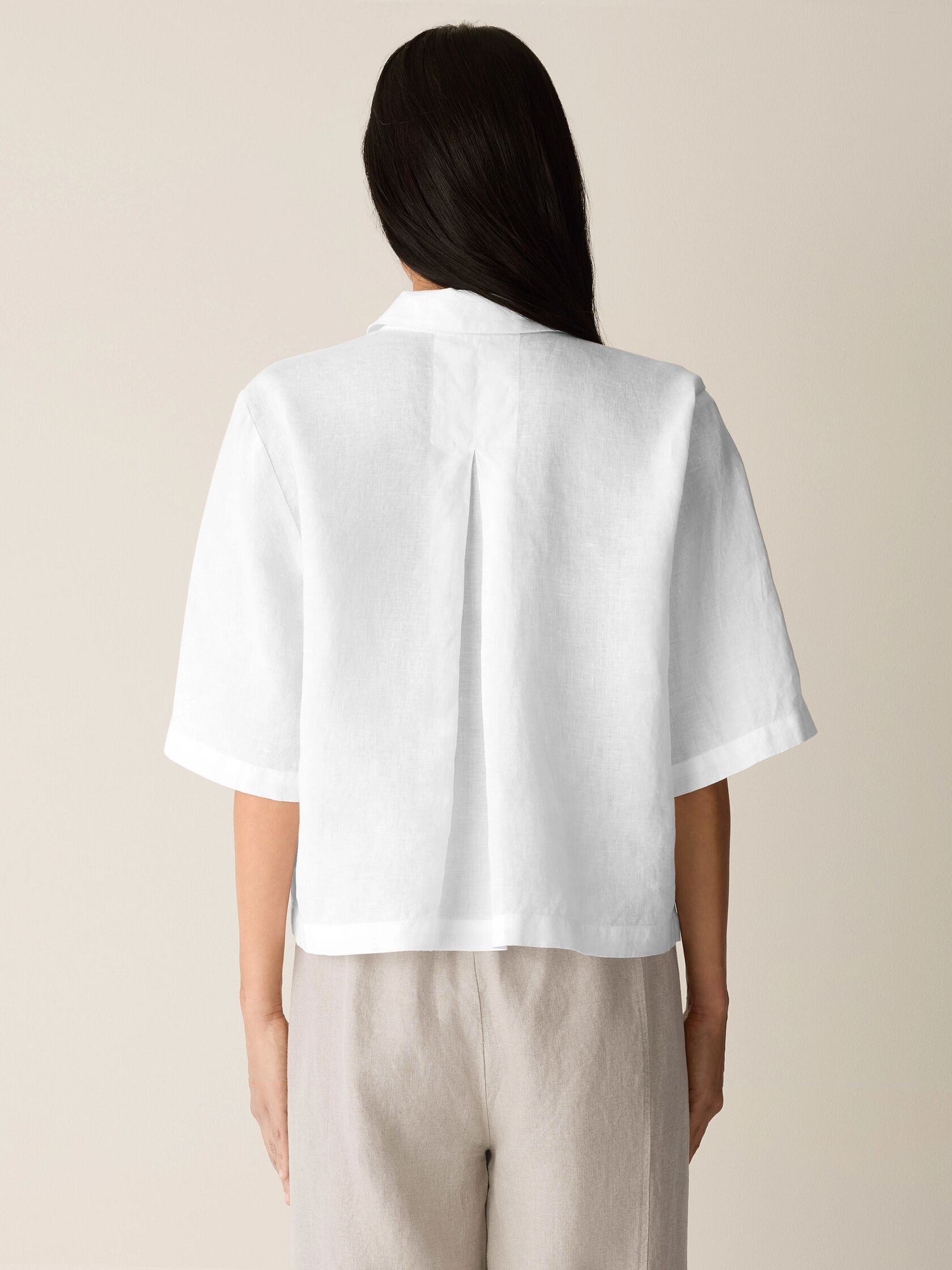 Organic Handkerchief Linen Elbow-Sleeve Shirt