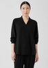 Silk Georgette Crepe V-Neck Top
