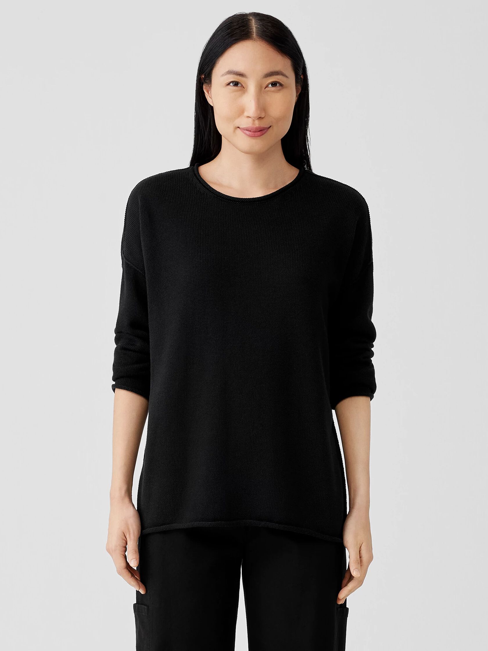 Peruvian Cotton Blend Crew Neck Top