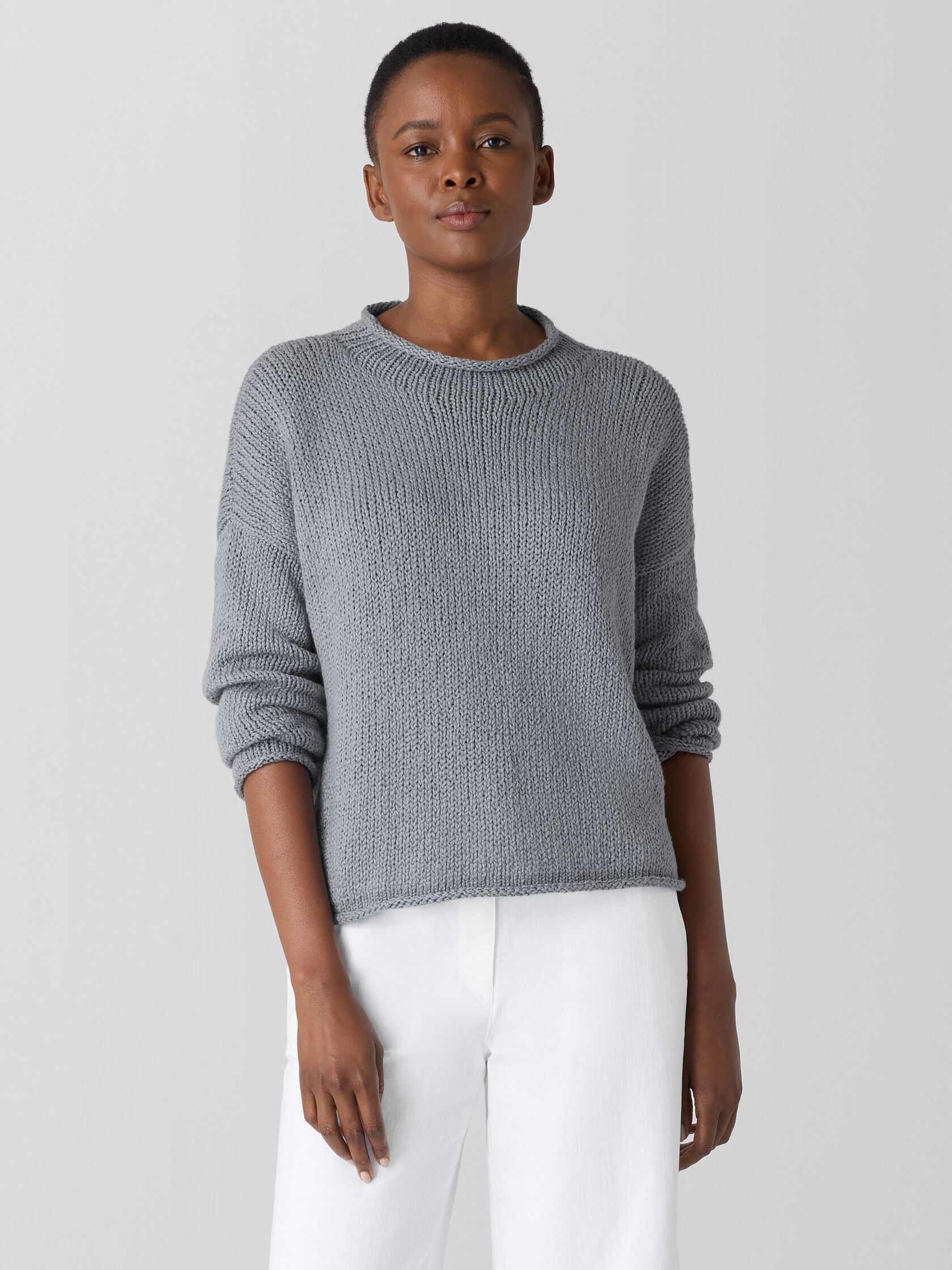 Peruvian Organic Cotton Crimp Funnel Neck Top