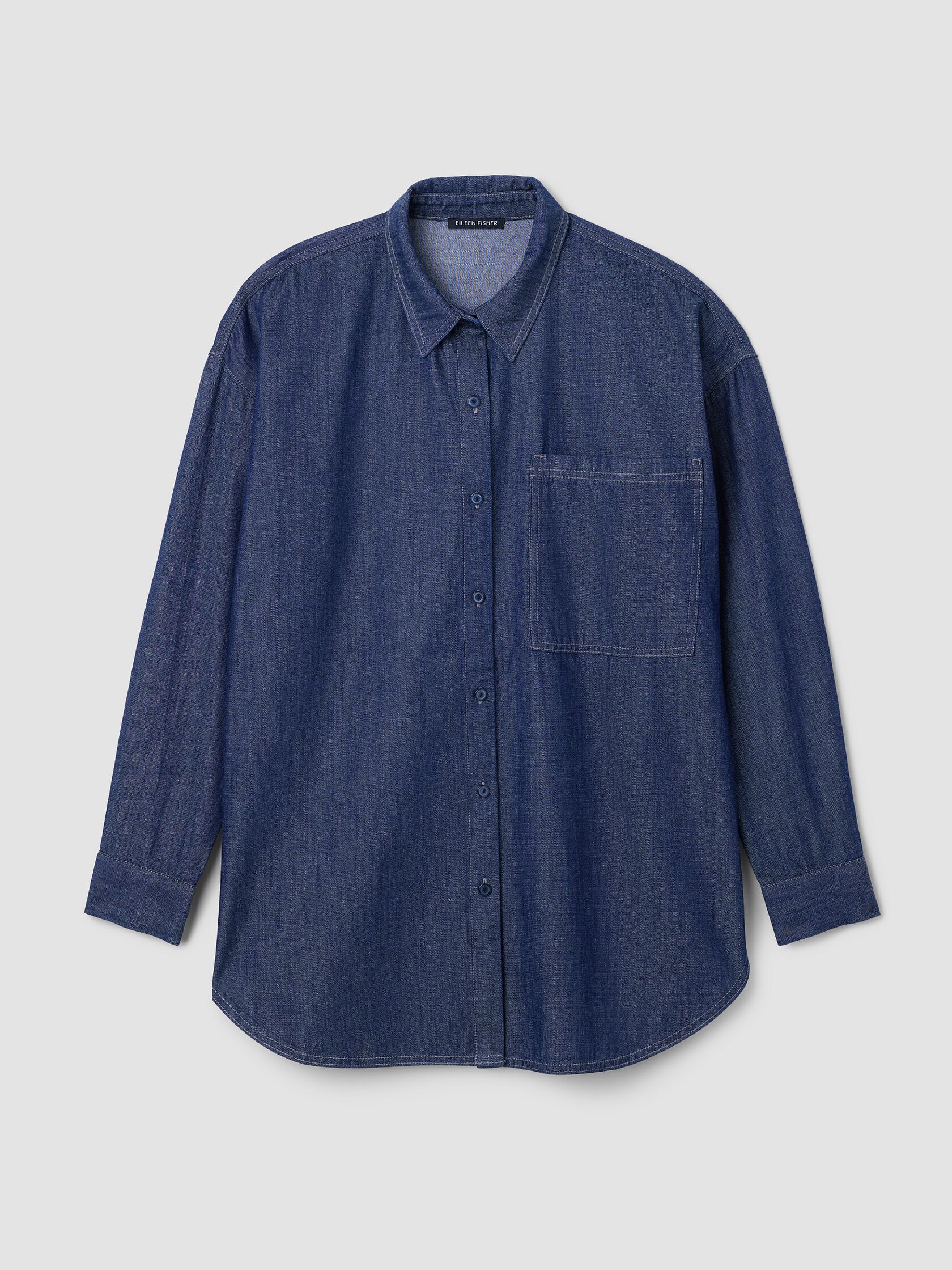 Lightweight Organic Cotton Denim Classic Collar Long Shirt