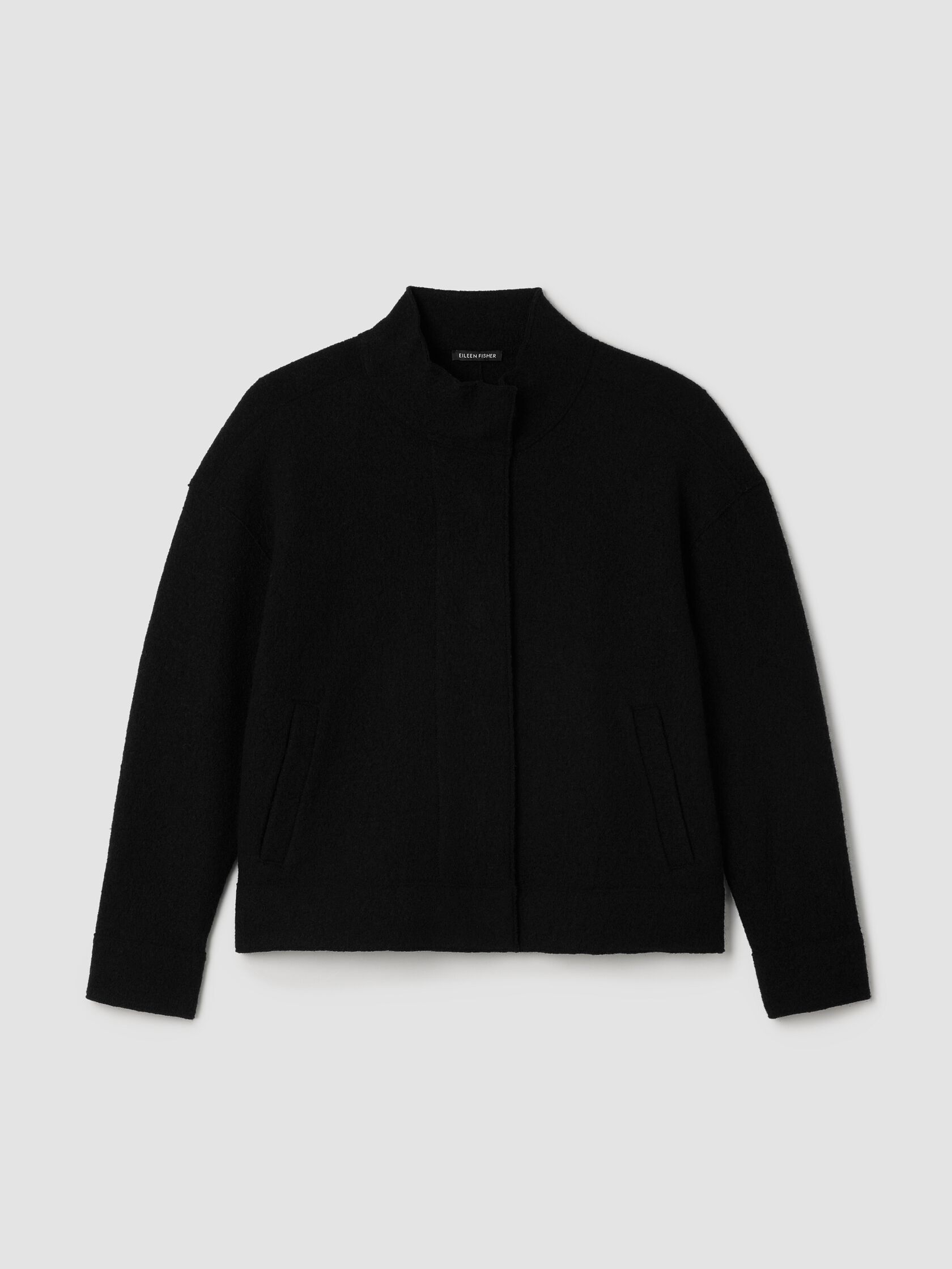 Lightweight Boiled Wool Stand Collar Jacket in Regenerative Wool