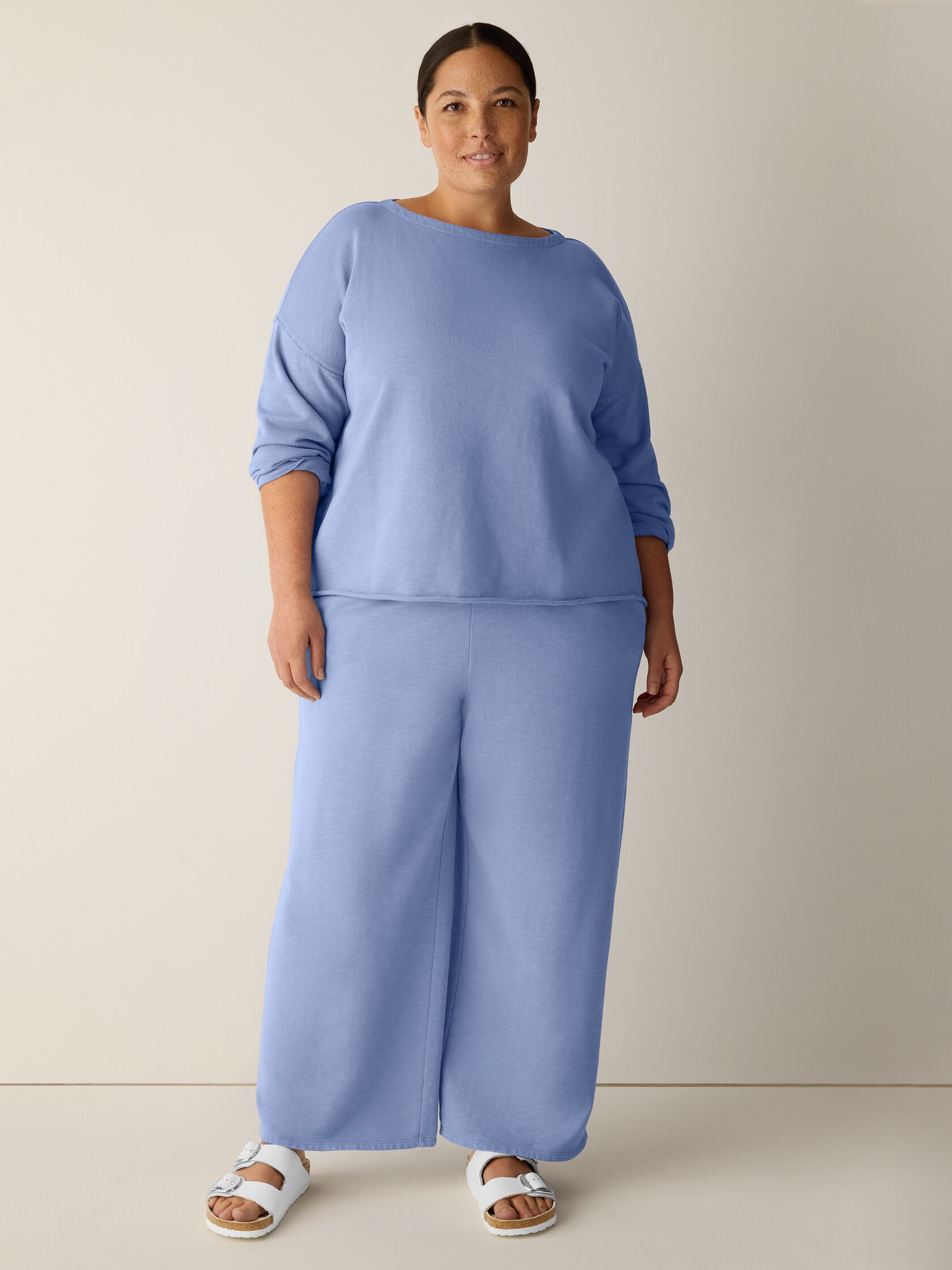 Garment-Dyed Organic Cotton Terry Bateau Neck Box-Top