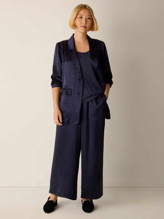 Textured Satin Wide-Leg Pant