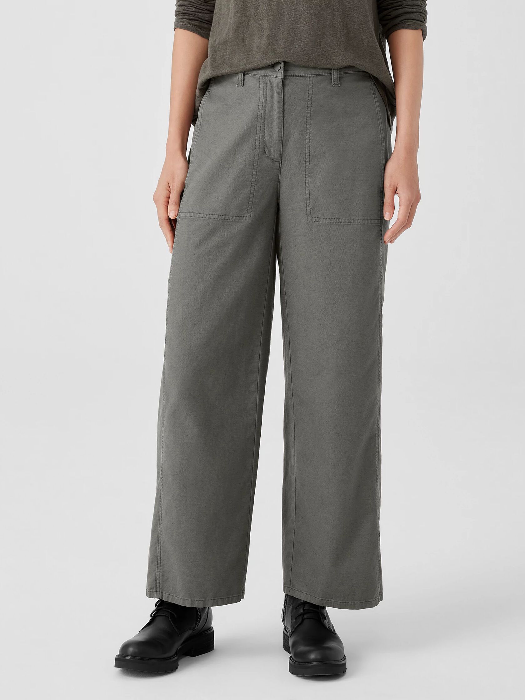 Cotton Hemp Stretch Wide-Leg Pant