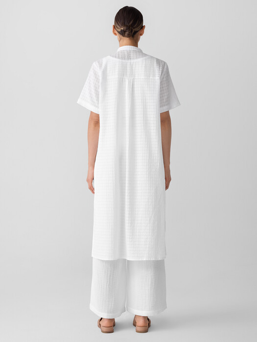 Organic Cotton Voile Box Band Collar Shirt