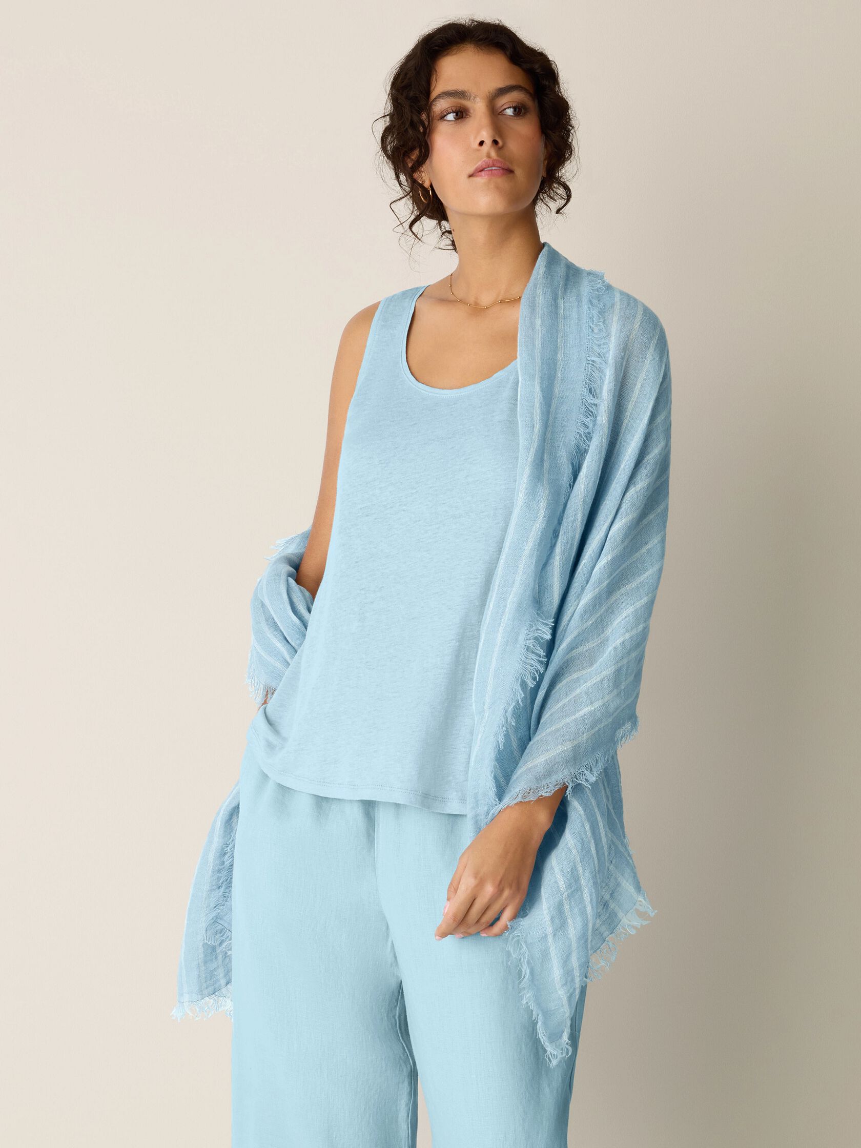 Striped Organic Linen Scarf