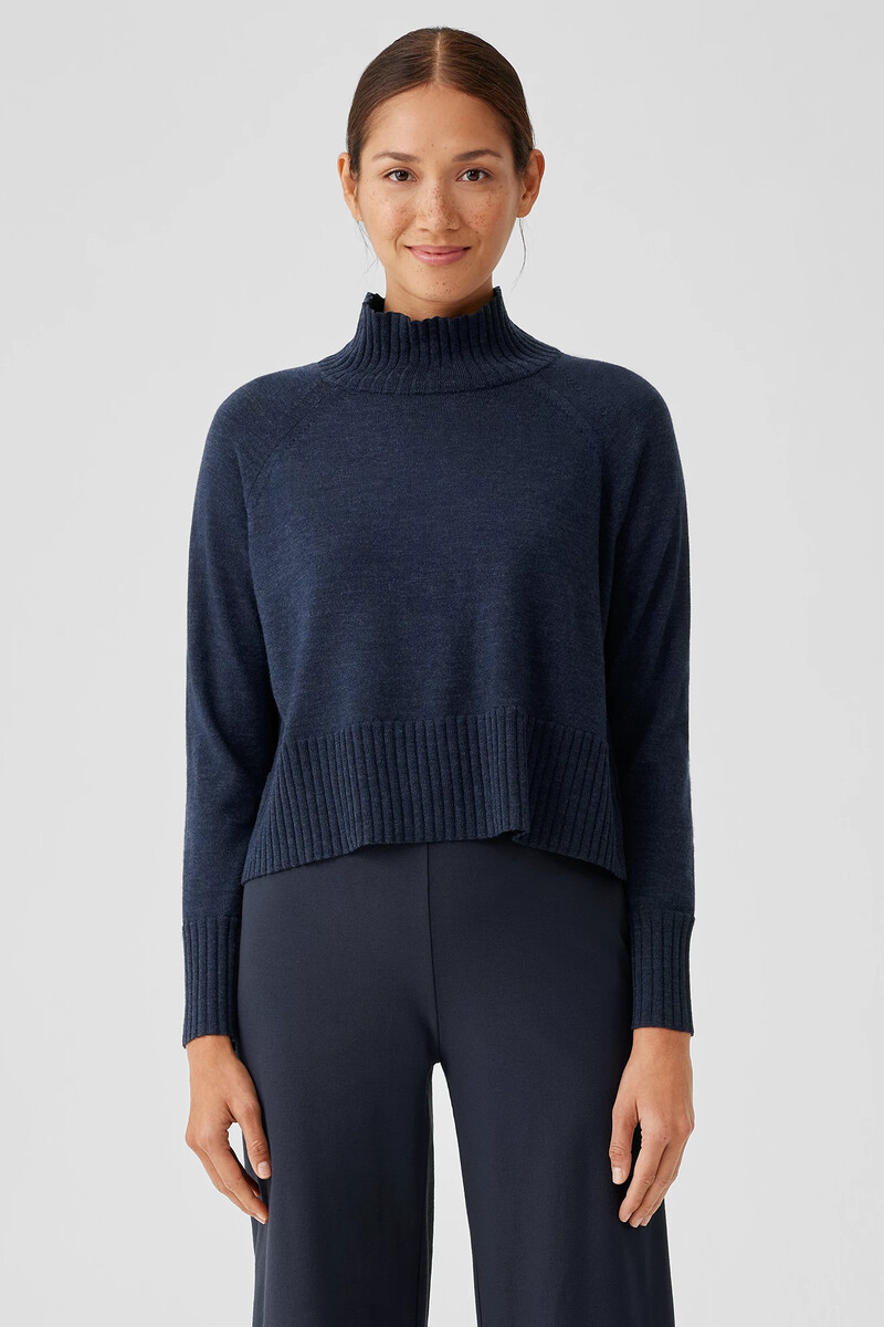 Merino Jersey Turtleneck Top in Regenerative Wool Merino Jersey Turtleneck Top in Regenerative Wool