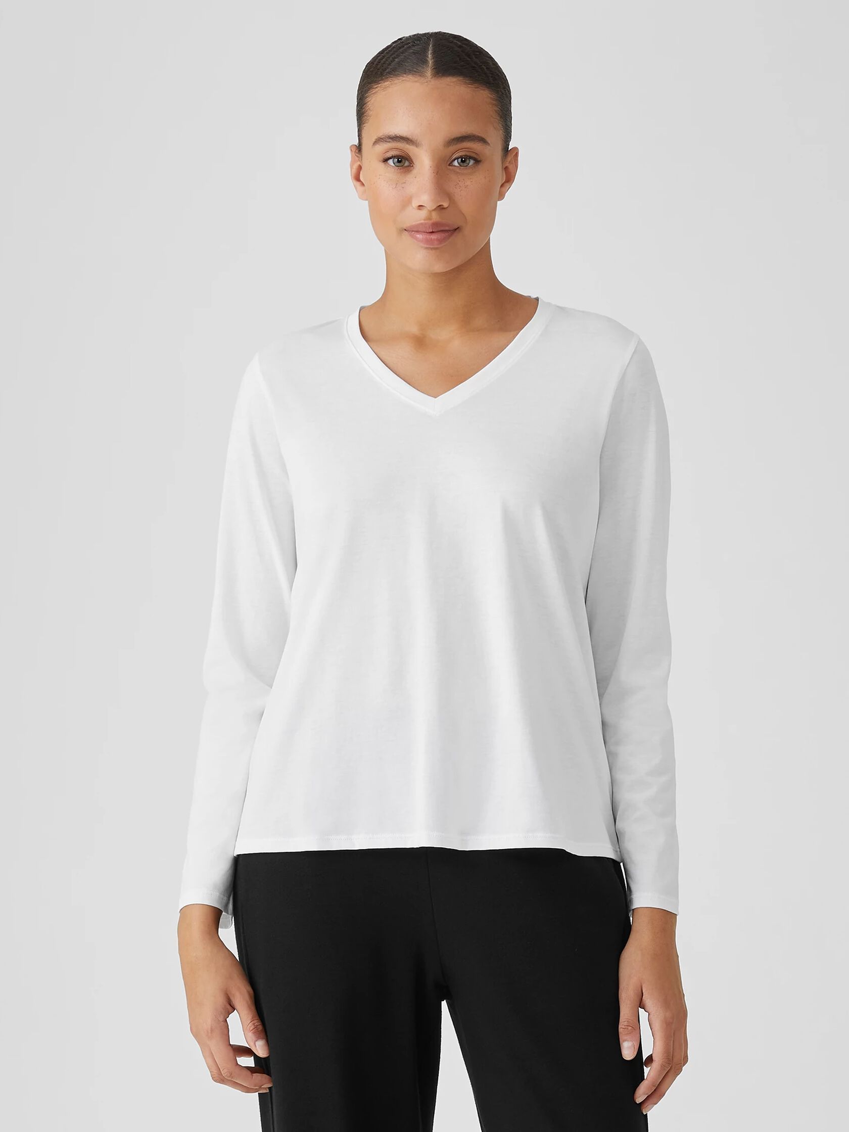 Organic Pima Cotton Jersey V-Neck Top