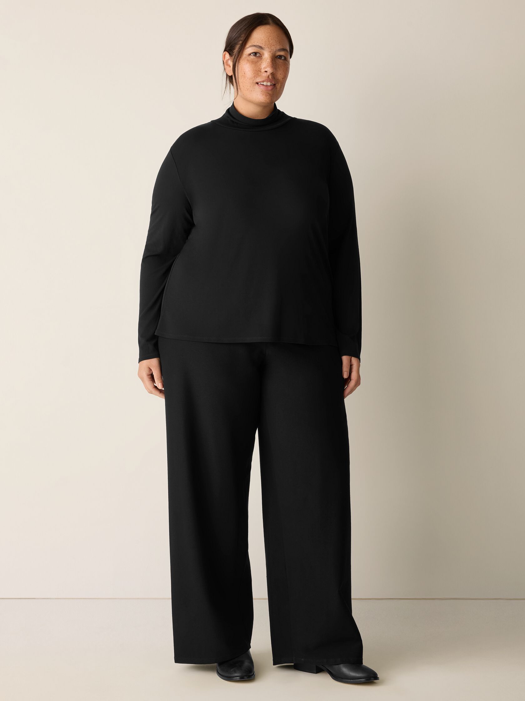 Stretch Silk Jersey Turtleneck Top