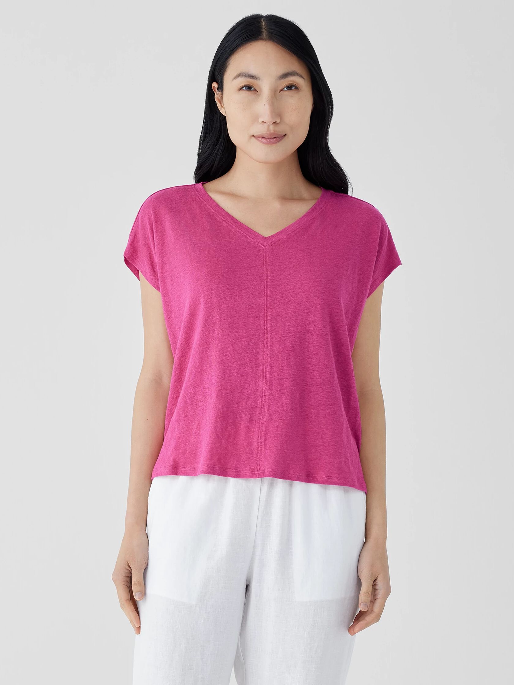 Organic Linen Jersey V-Neck Tee