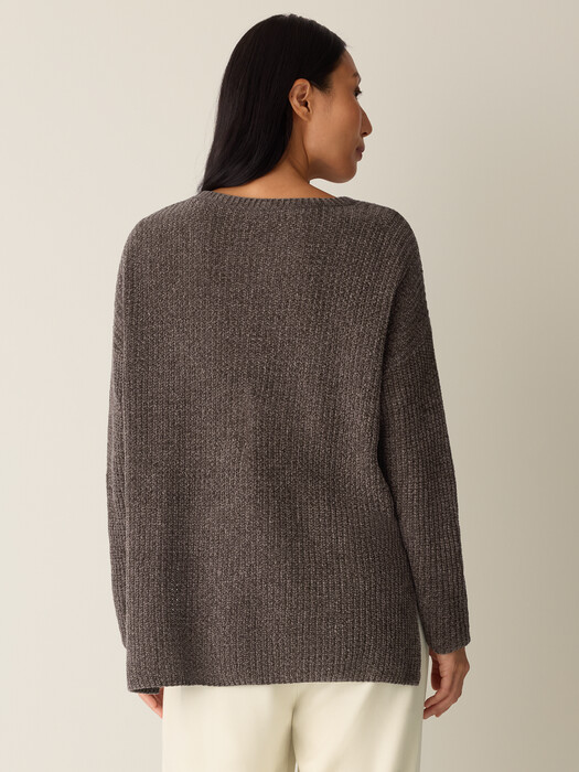 Chenille Blend Jewel Neck Top