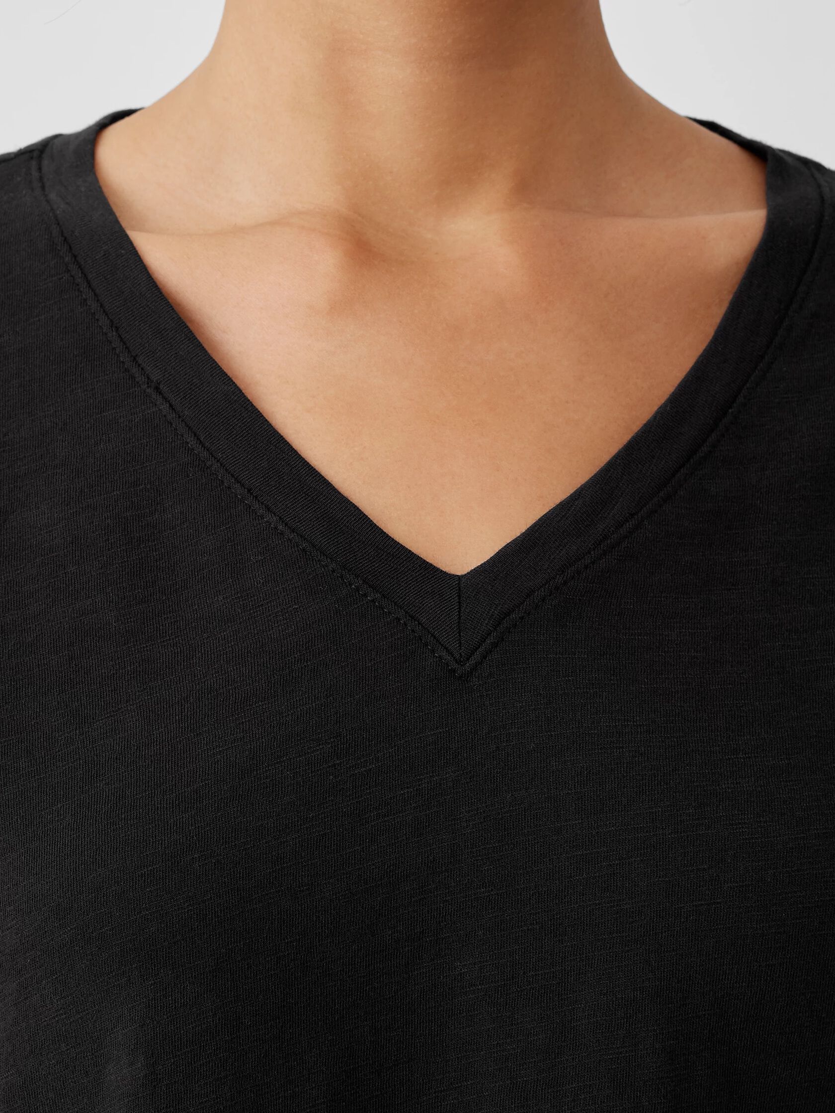 Organic Cotton Slub V-Neck Top