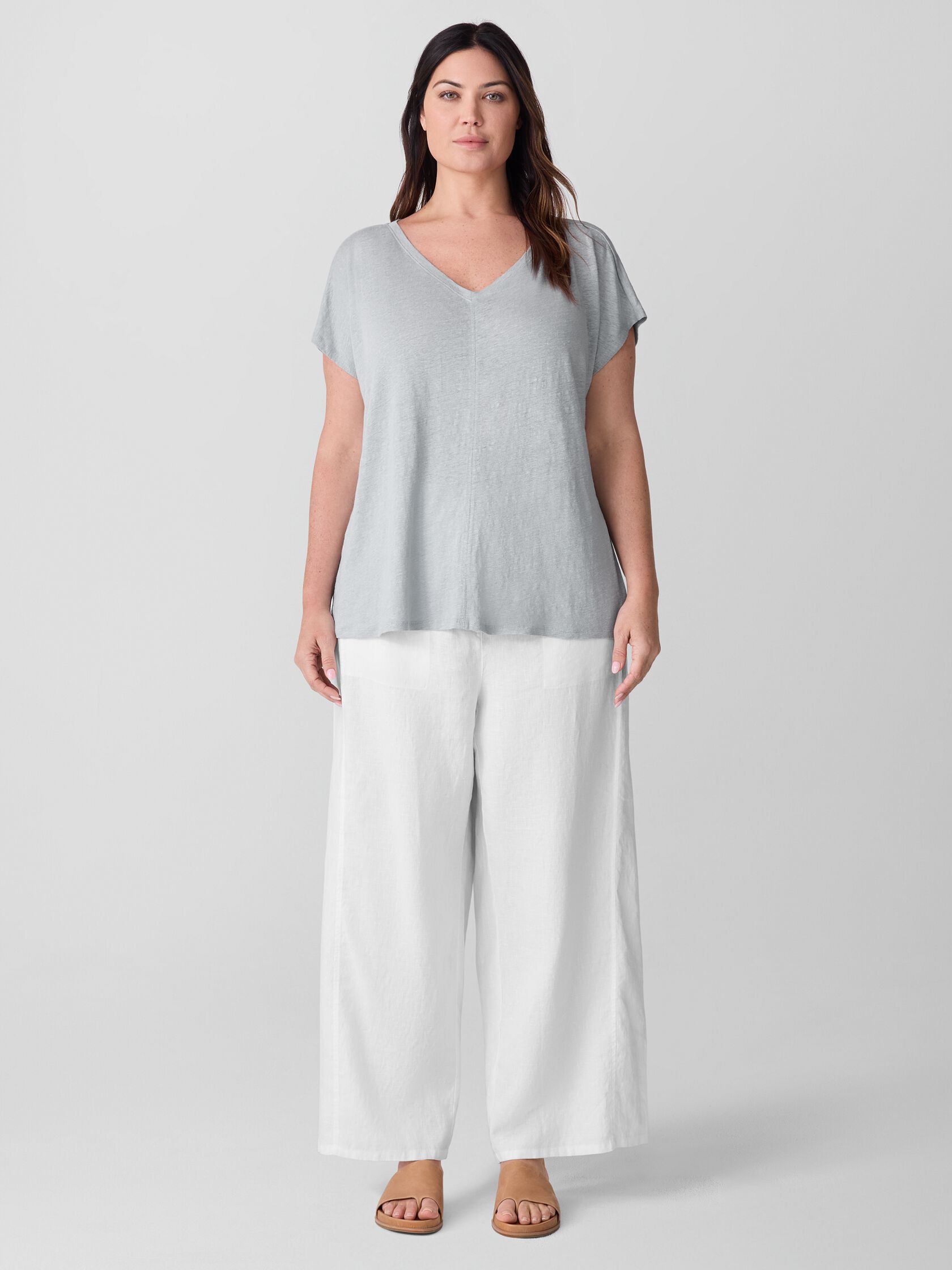Organic Linen Jersey V-Neck Tee