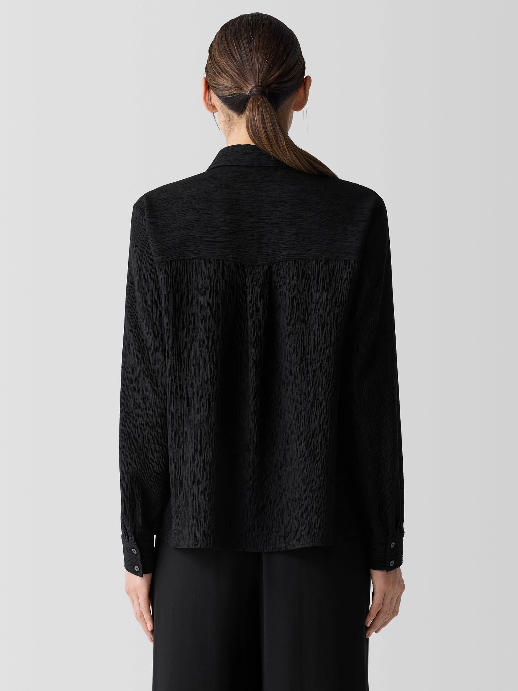 Woven Plissé Classic Collar Shirt