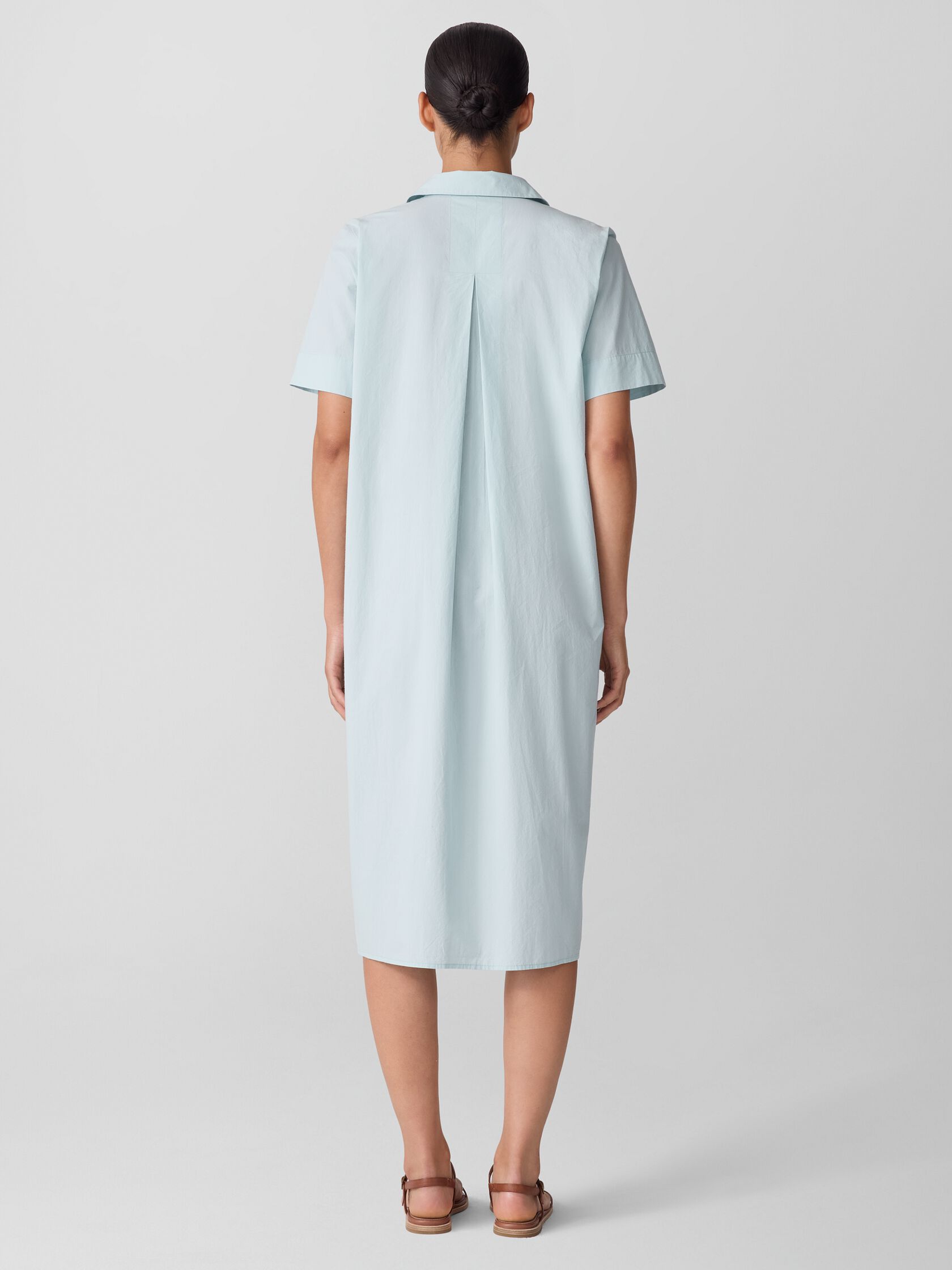 Washed Organic Cotton Poplin Classic Collar Shirtdress