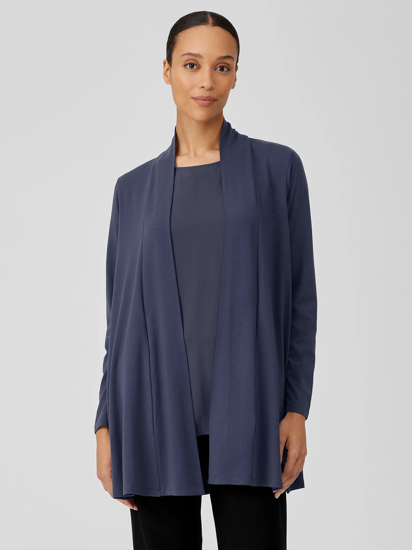 Stretch Jersey Knit Long Cardigan