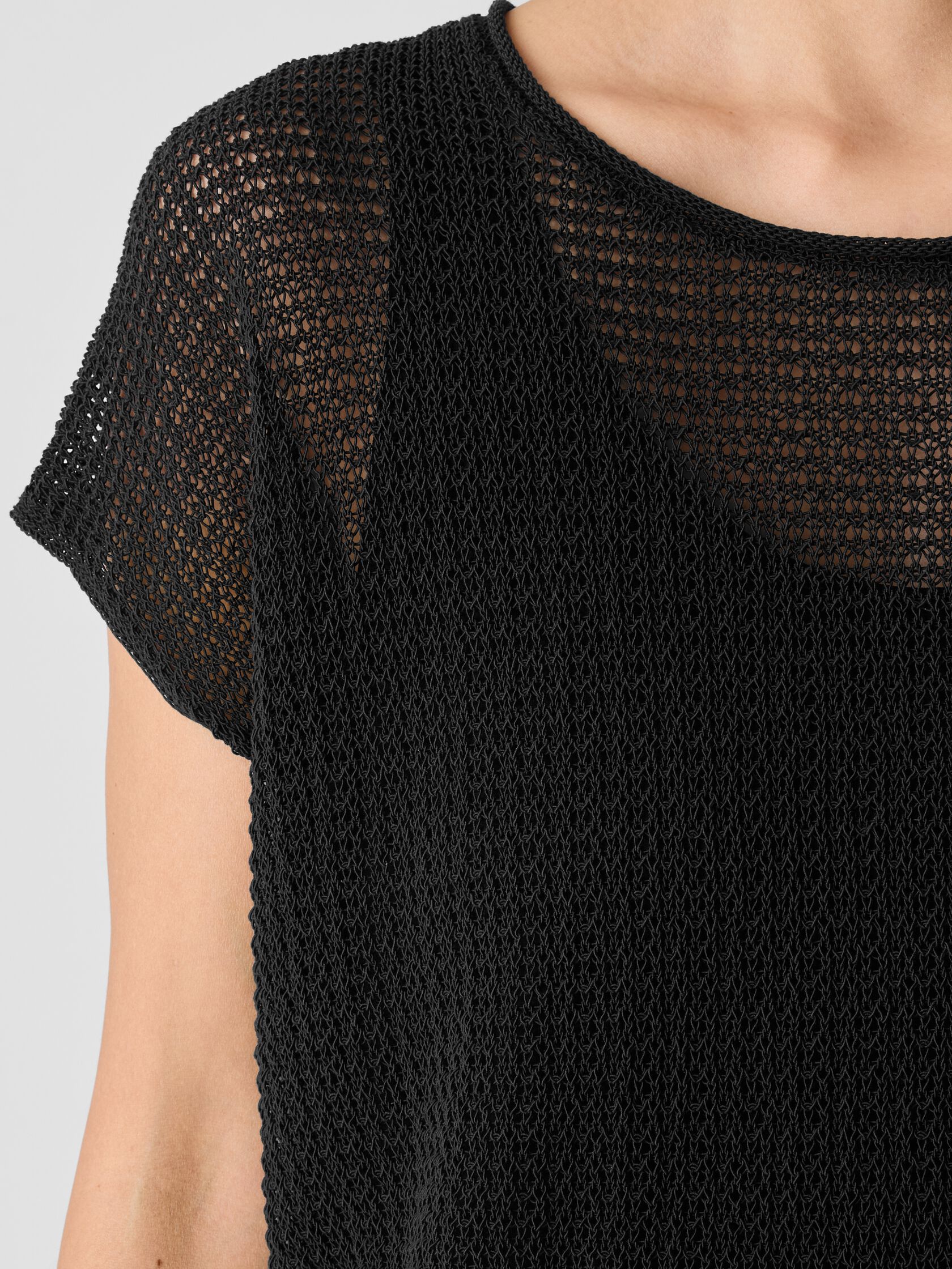 Organic Cotton Cord Sheen Jewel Neck Top