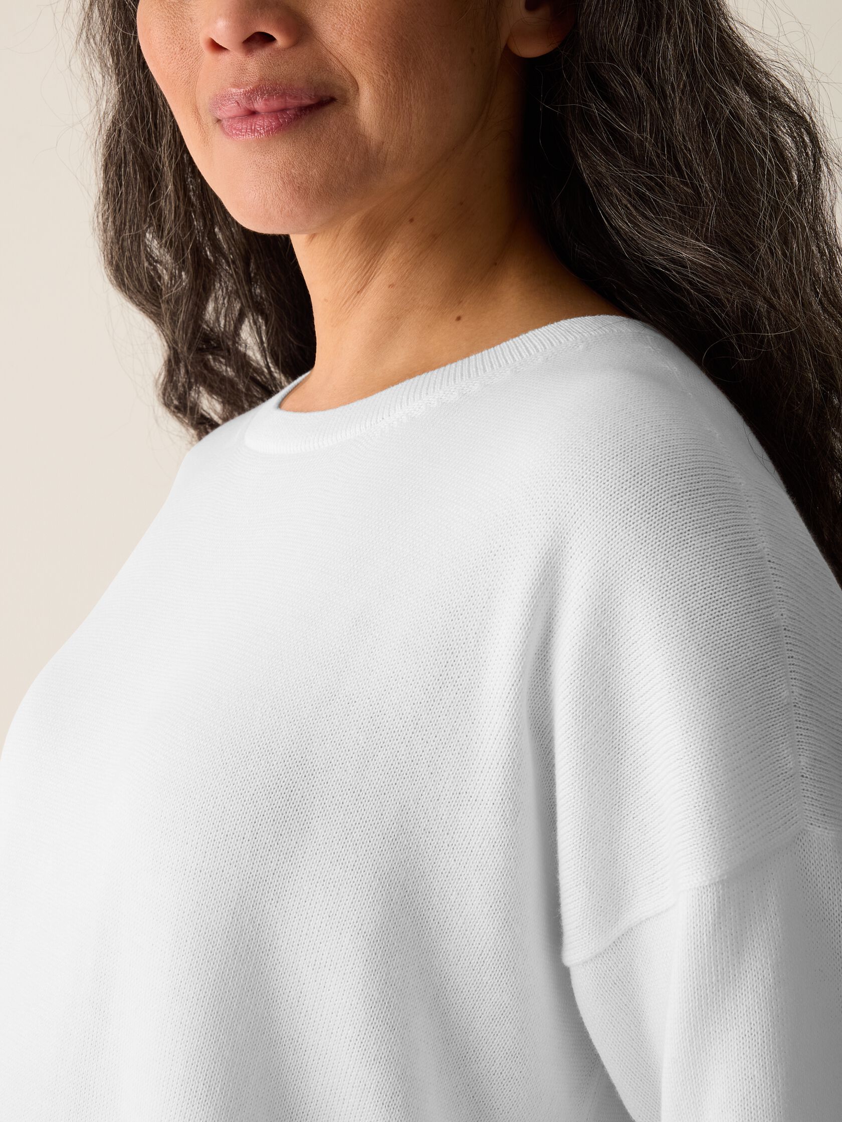 Peruvian Cotton Blend Elbow-Sleeve Top