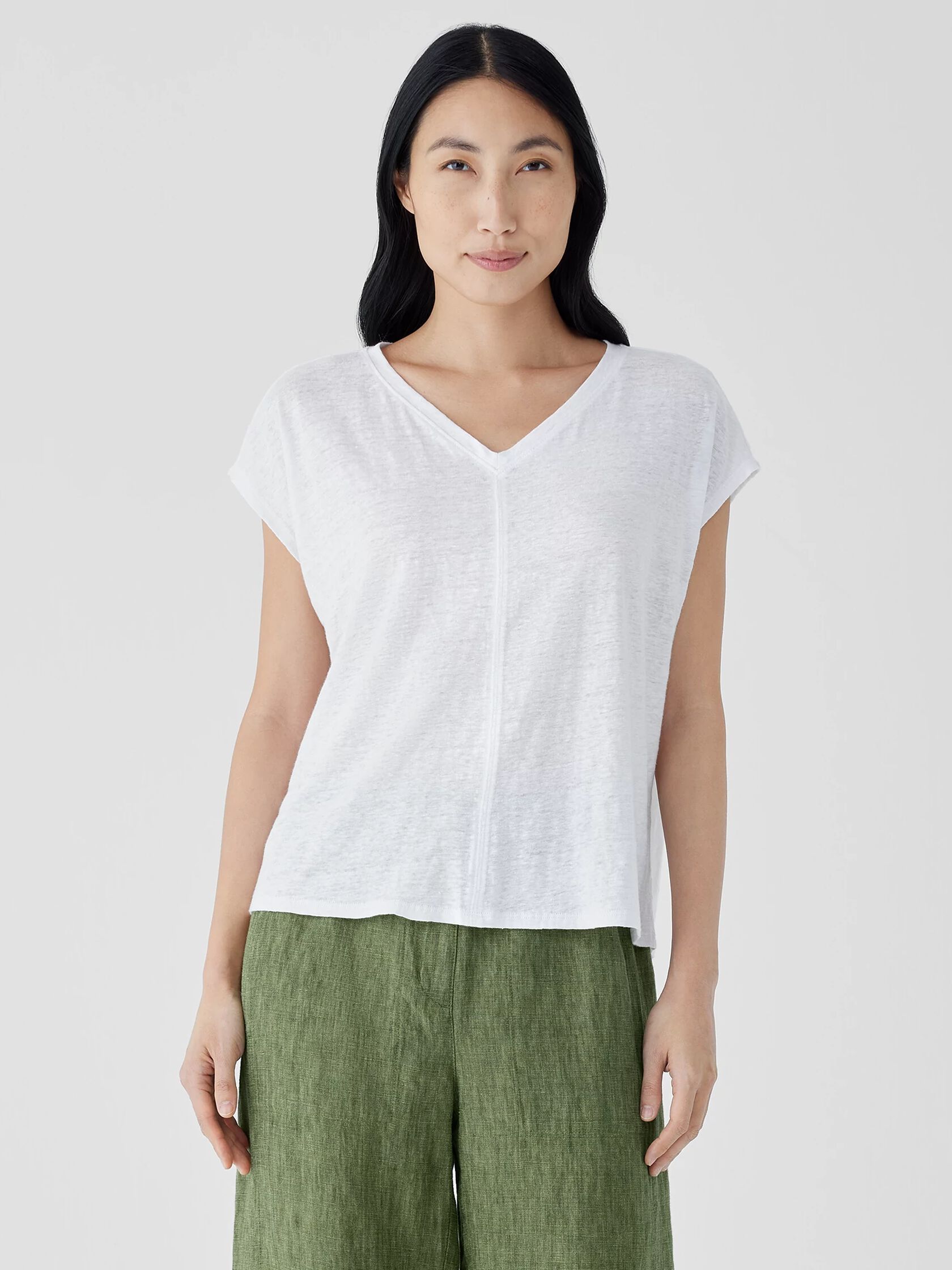 Organic Linen Jersey V-Neck Tee