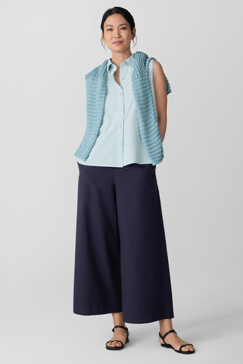 Washed Organic Cotton Poplin Sleeveless Shirt Washed Organic Cotton Poplin Sleeveless Shirt