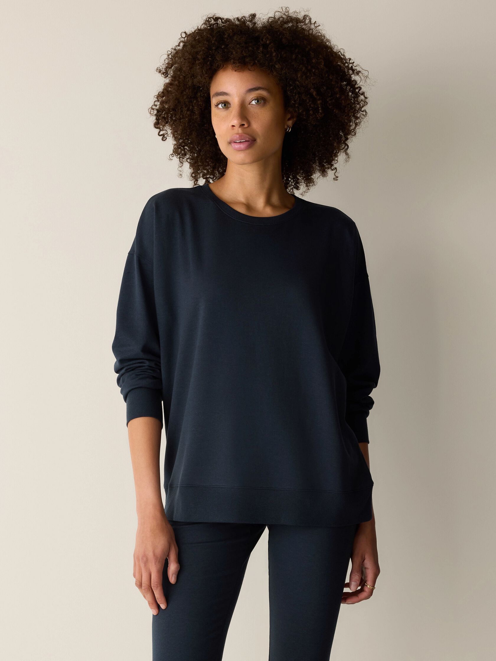 Cozy Brushed Terry Hug Crew Neck Long Top