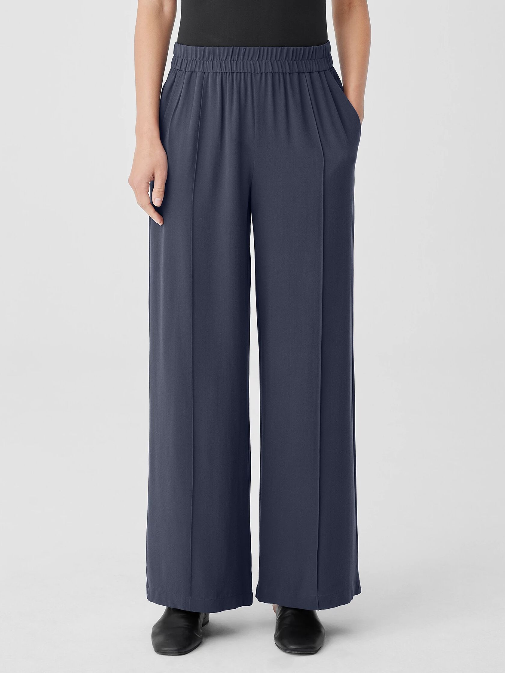 Silk Georgette Crepe Pintuck Pant