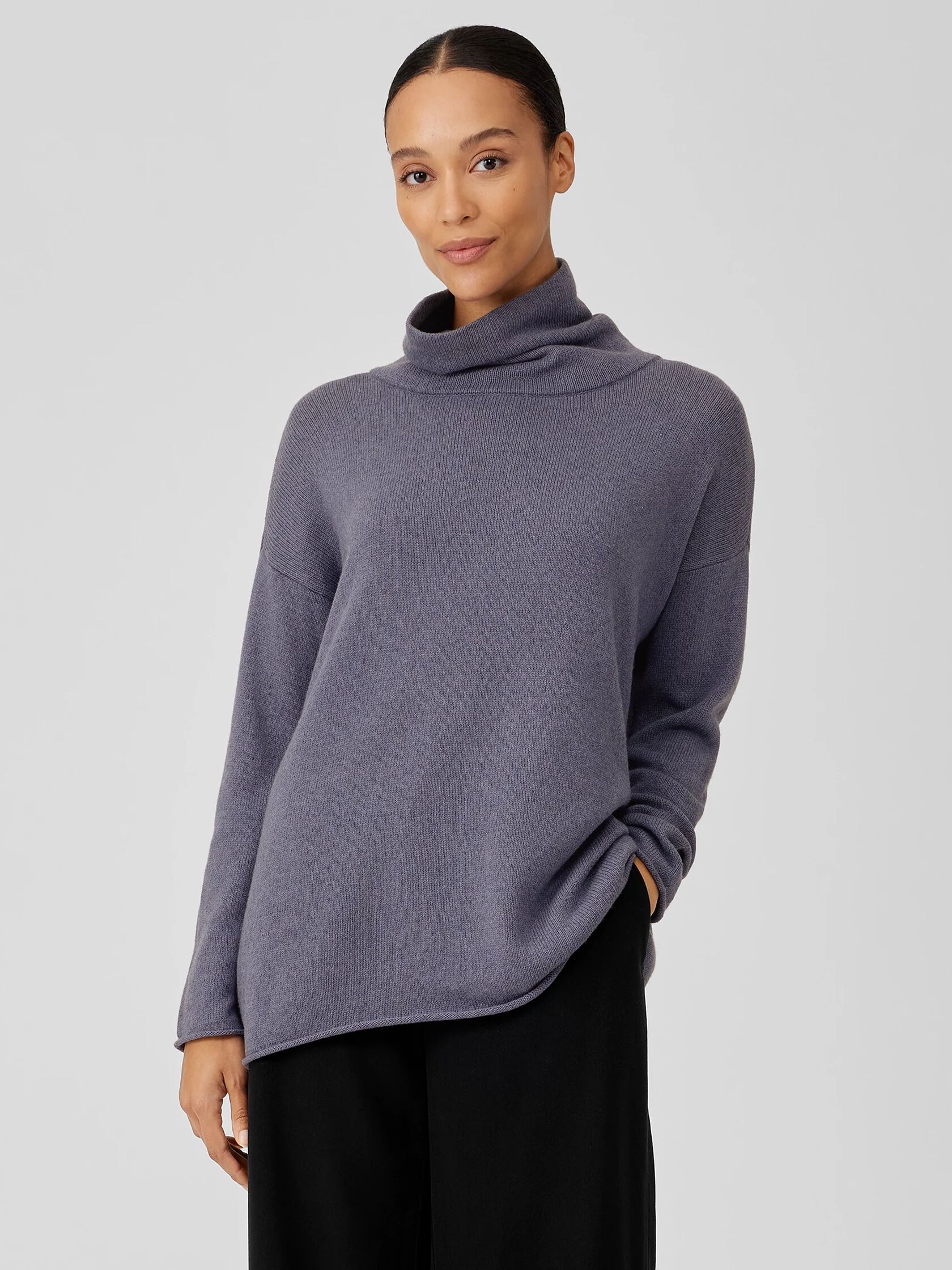 Cotton and Recycled Cashmere Turtleneck Top