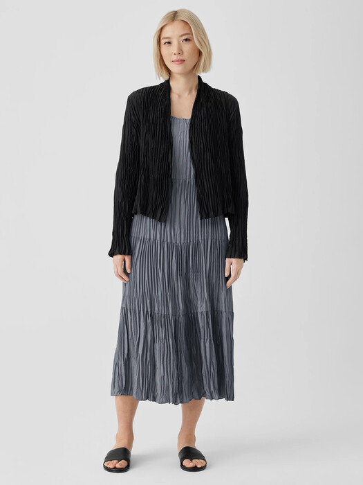 Crushed Silk High Collar Jacket