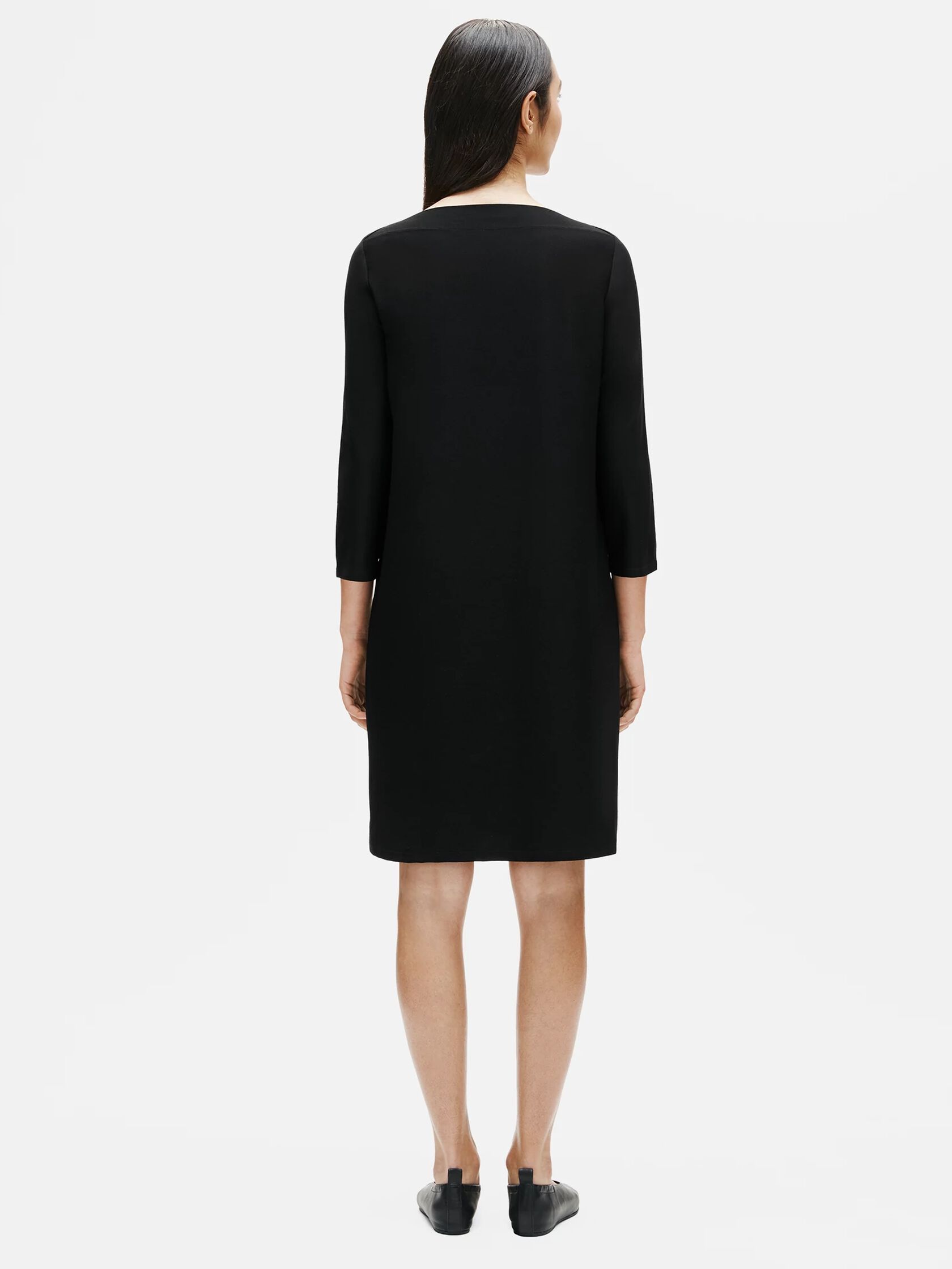 Washable Stretch Crepe Shift Dress