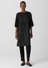 Textured Silk Jacquard Bateau Neck Long Top