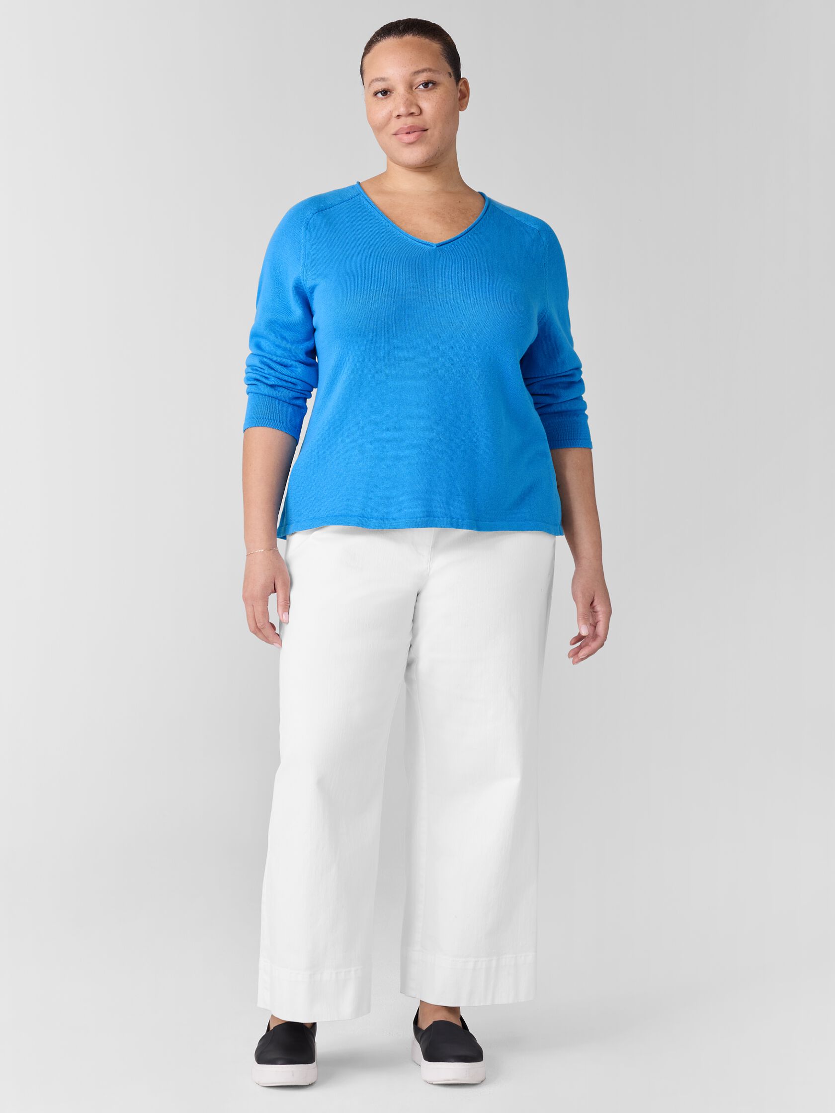 Peruvian Cotton Blend V-Neck Top