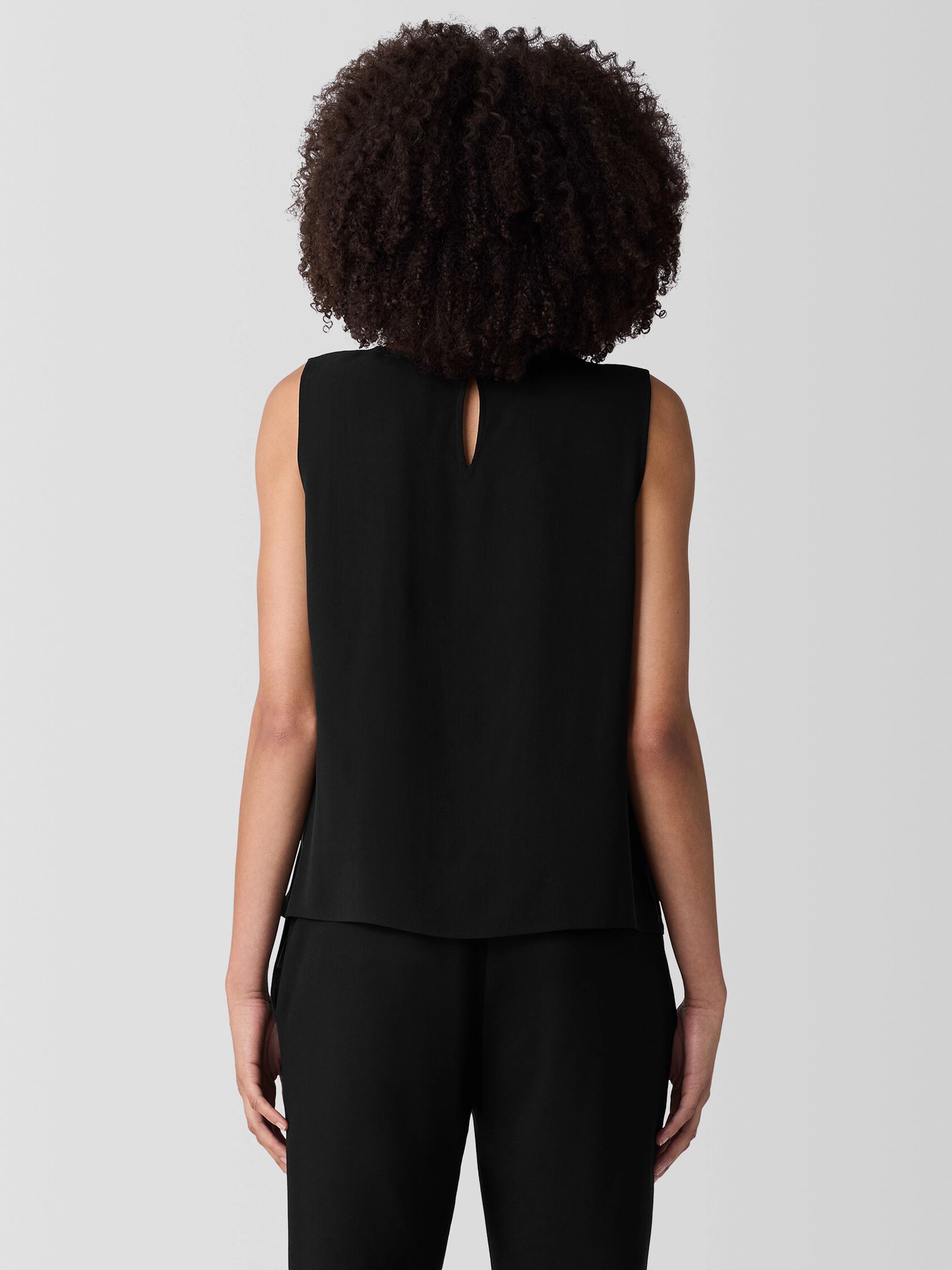 Silk Georgette Crepe Round Neck Tank