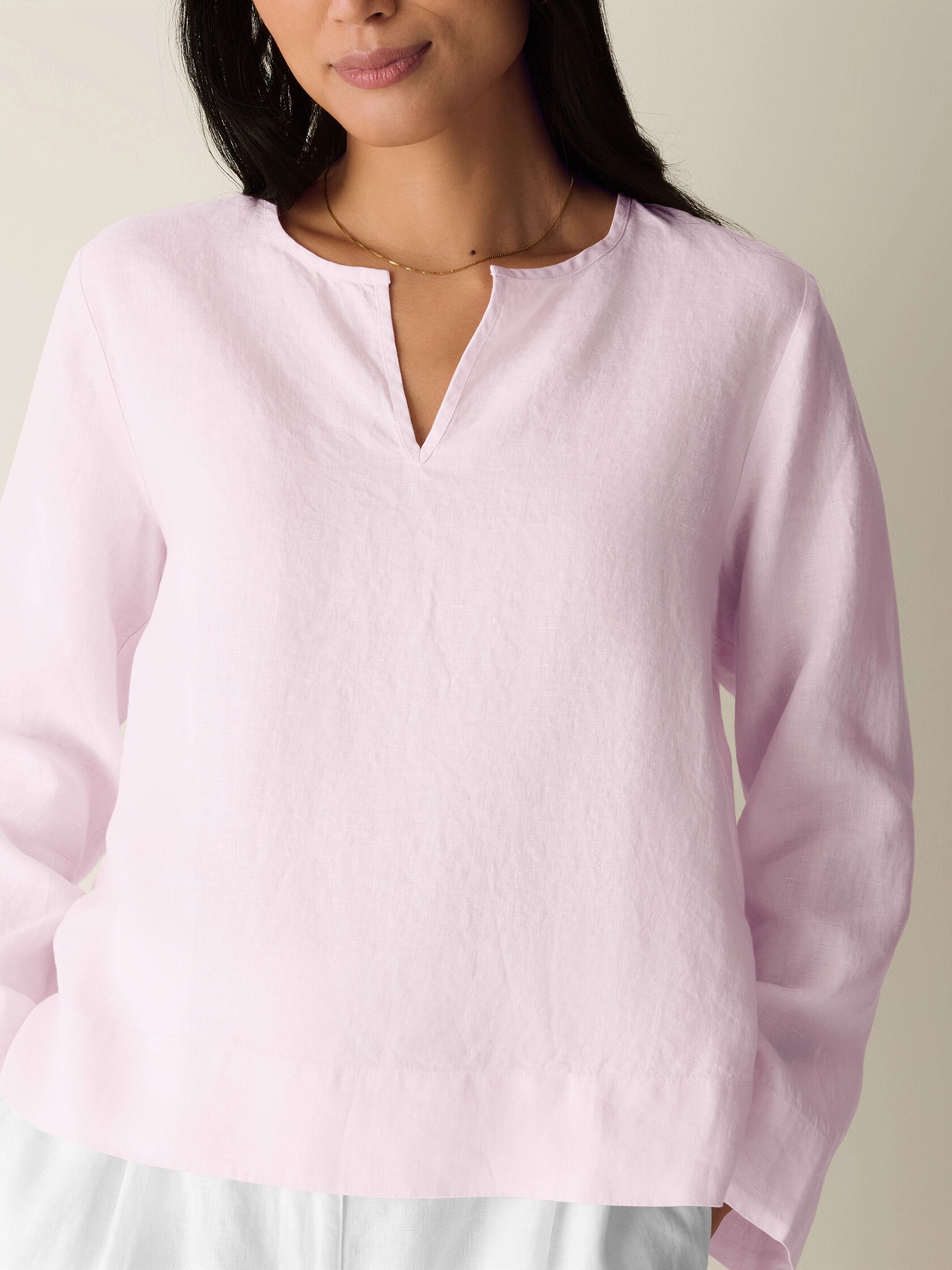 Organic Handkerchief Linen Split Neck Top
