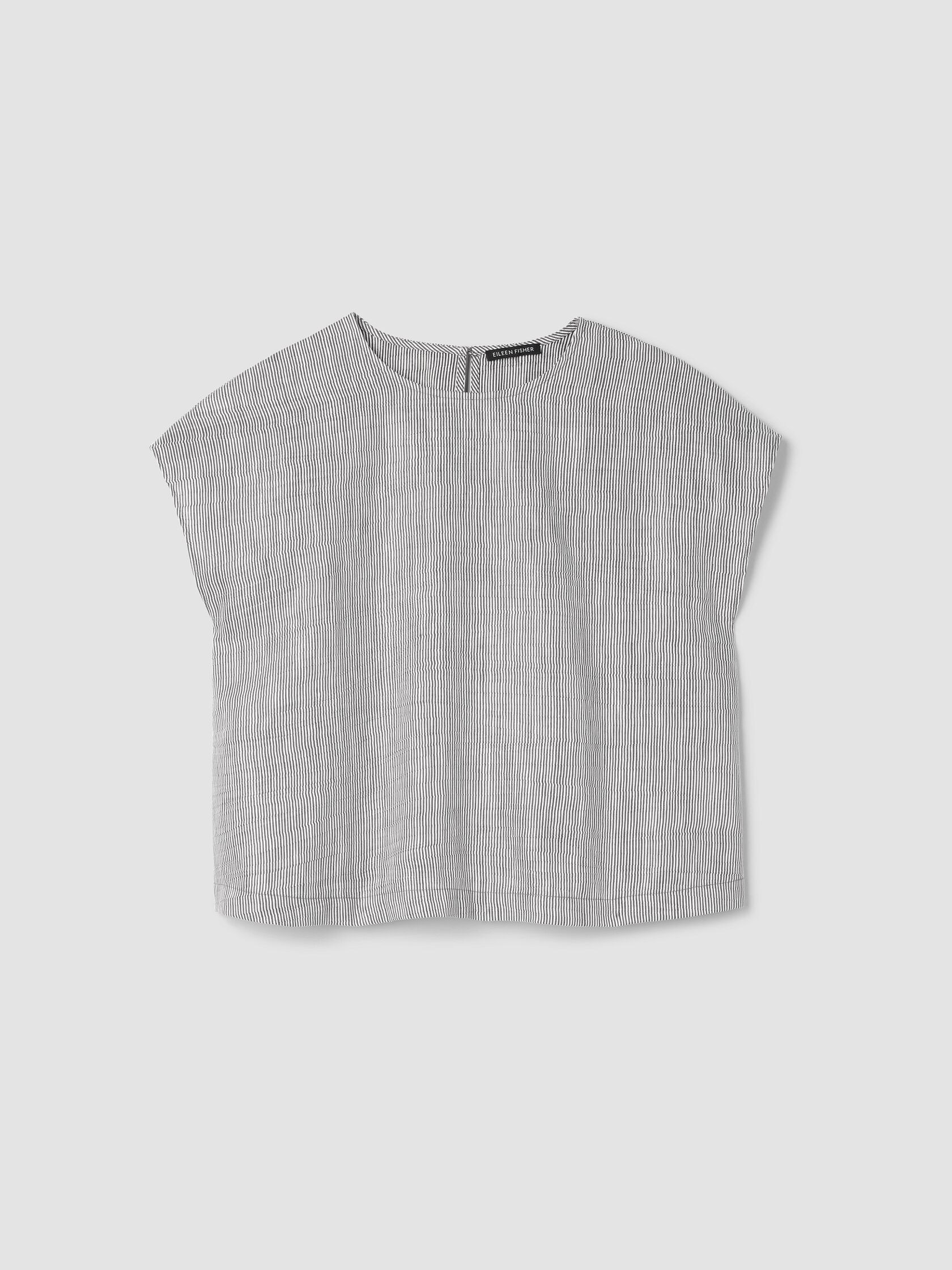 Striped Linen Nylon Sheen Square Top