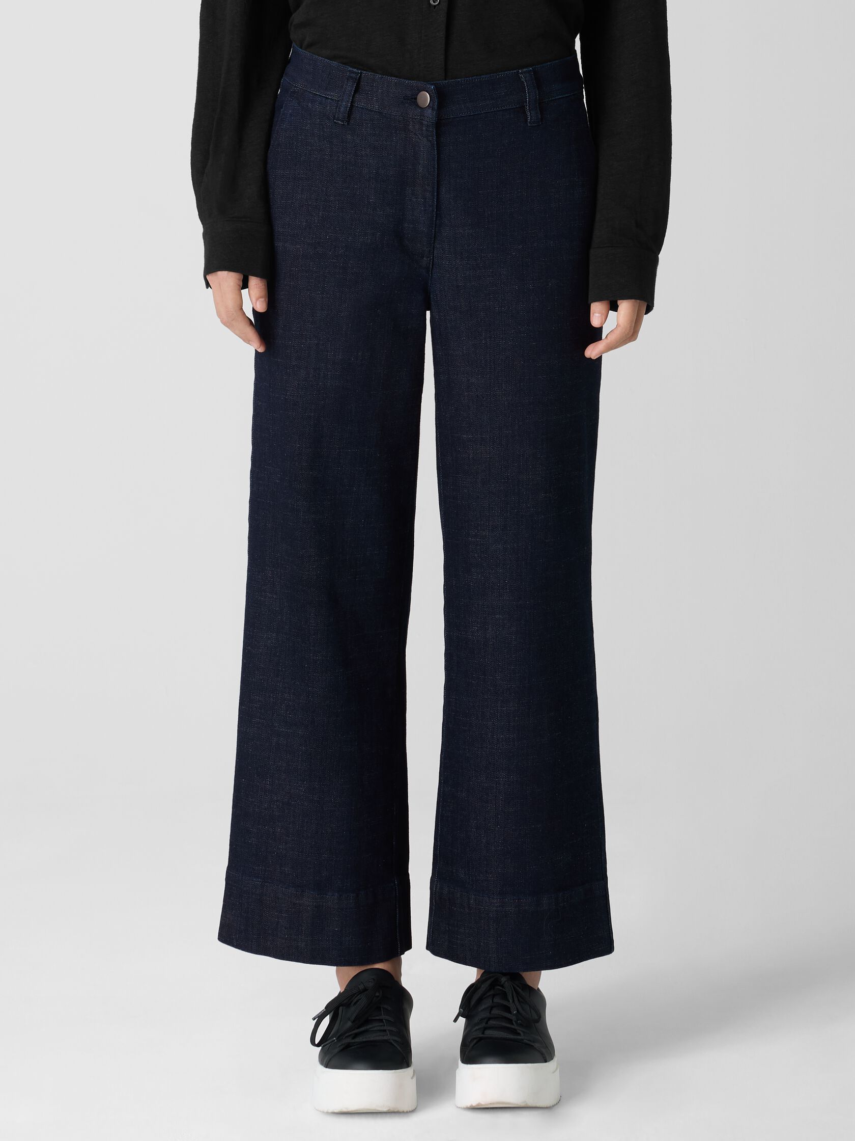 Cotton Stretch Denim Wide-Leg Jean