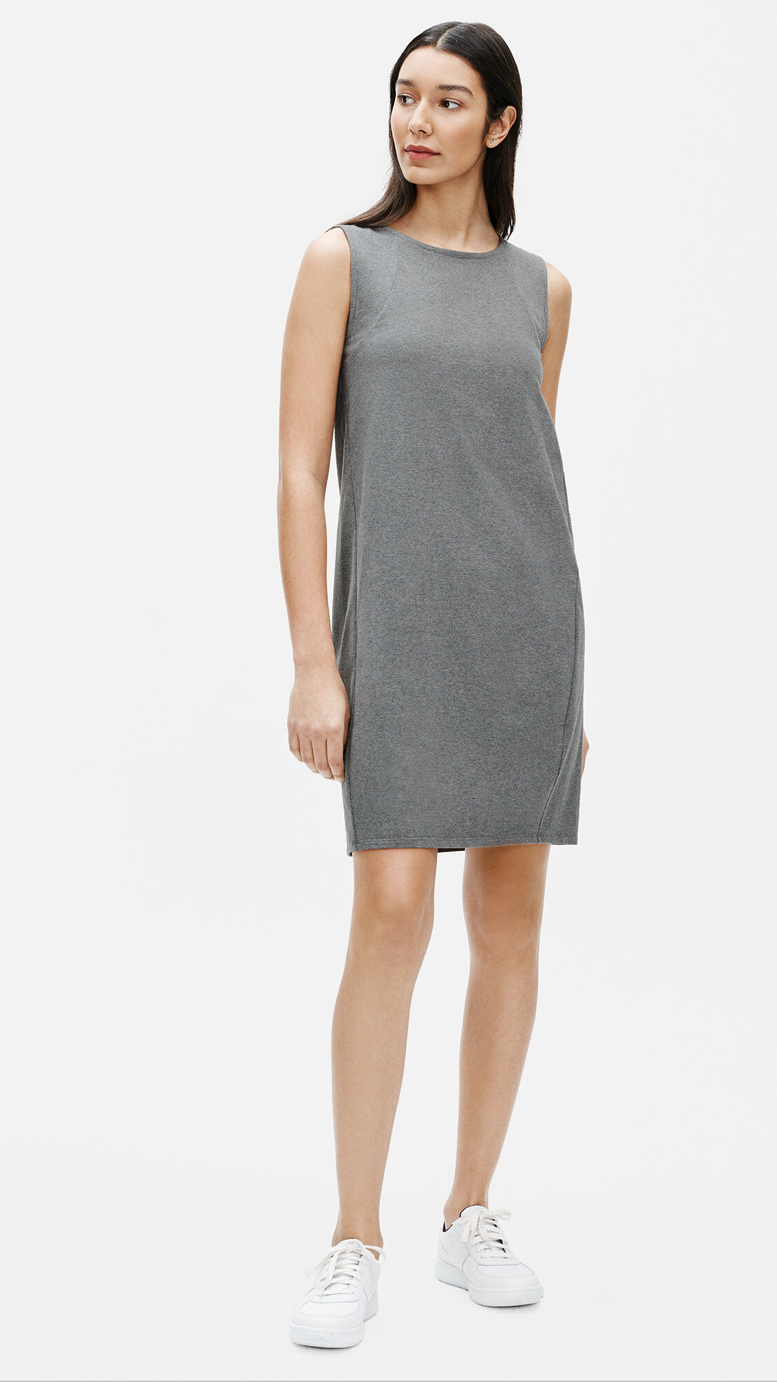 Heathered Organic Cotton Stretch Lantern Dress EILEEN FISHER