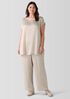 Striated Silk Satin Bateau Neck Top