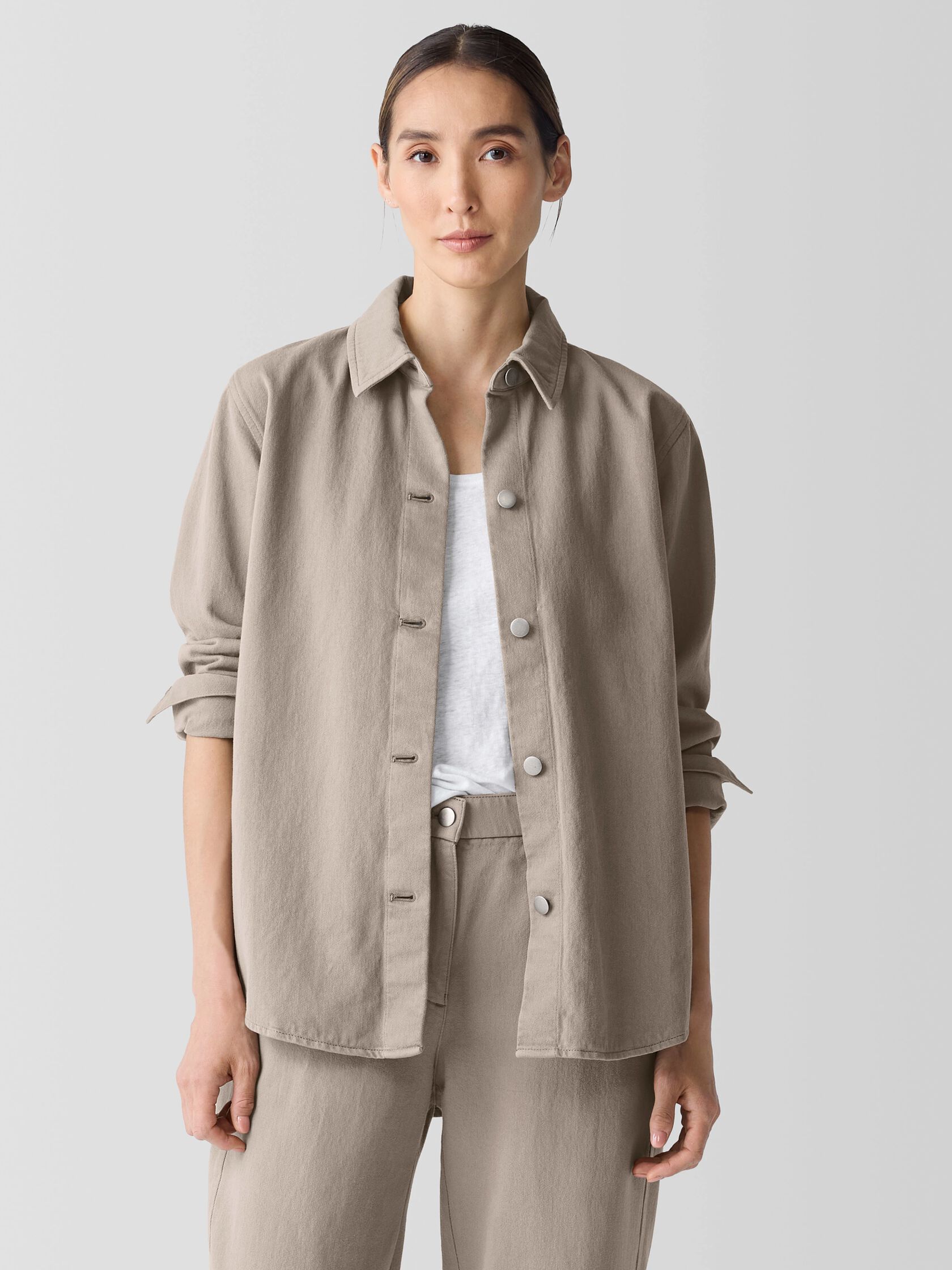 Garment-Dyed Utility Organic Cotton Shirt Jacket | EILEEN FISHER