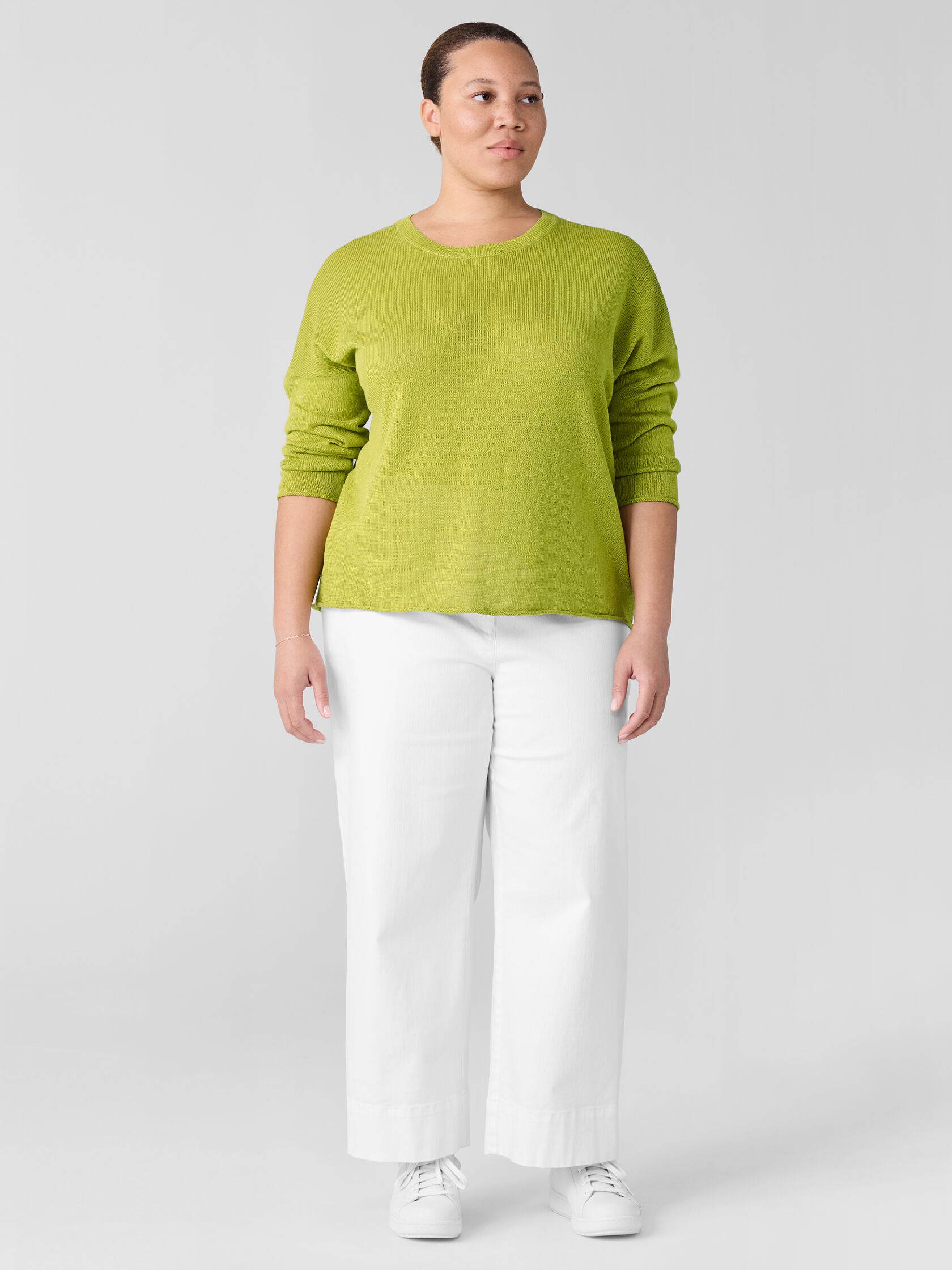 Organic Linen Cotton Cord Crew Neck Top