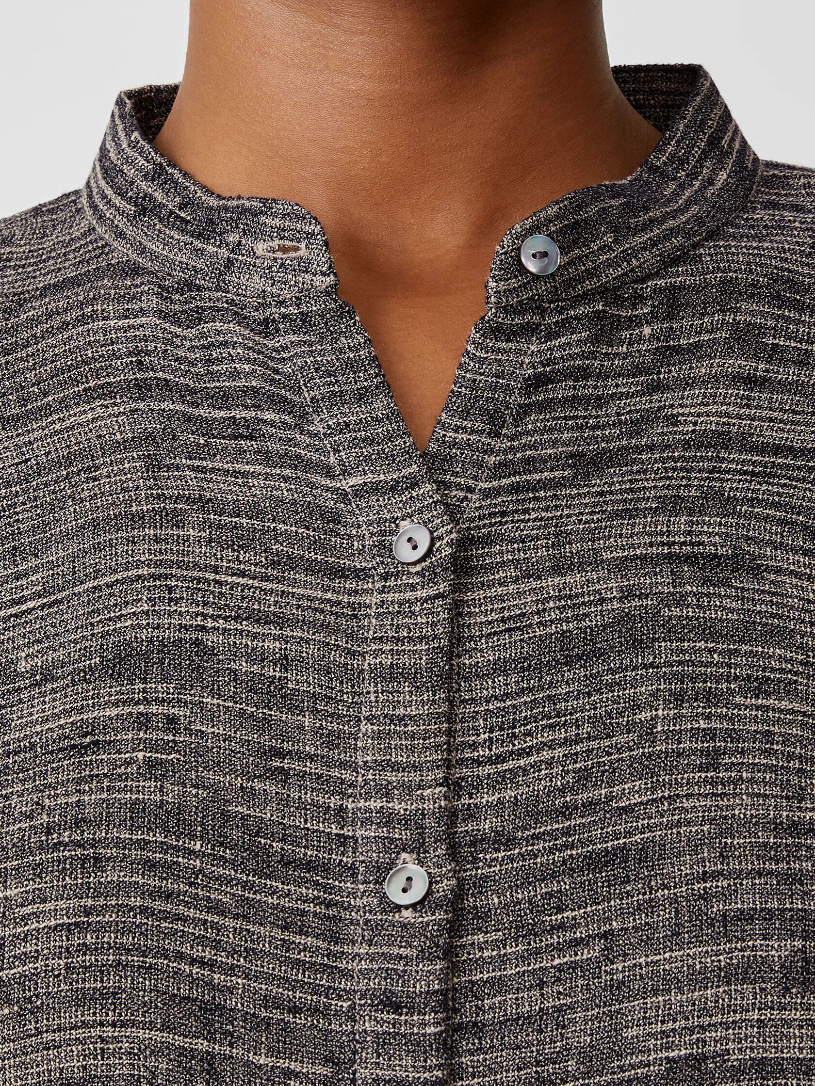 Organic Linen Gauze Strata Mandarin Collar Shirt