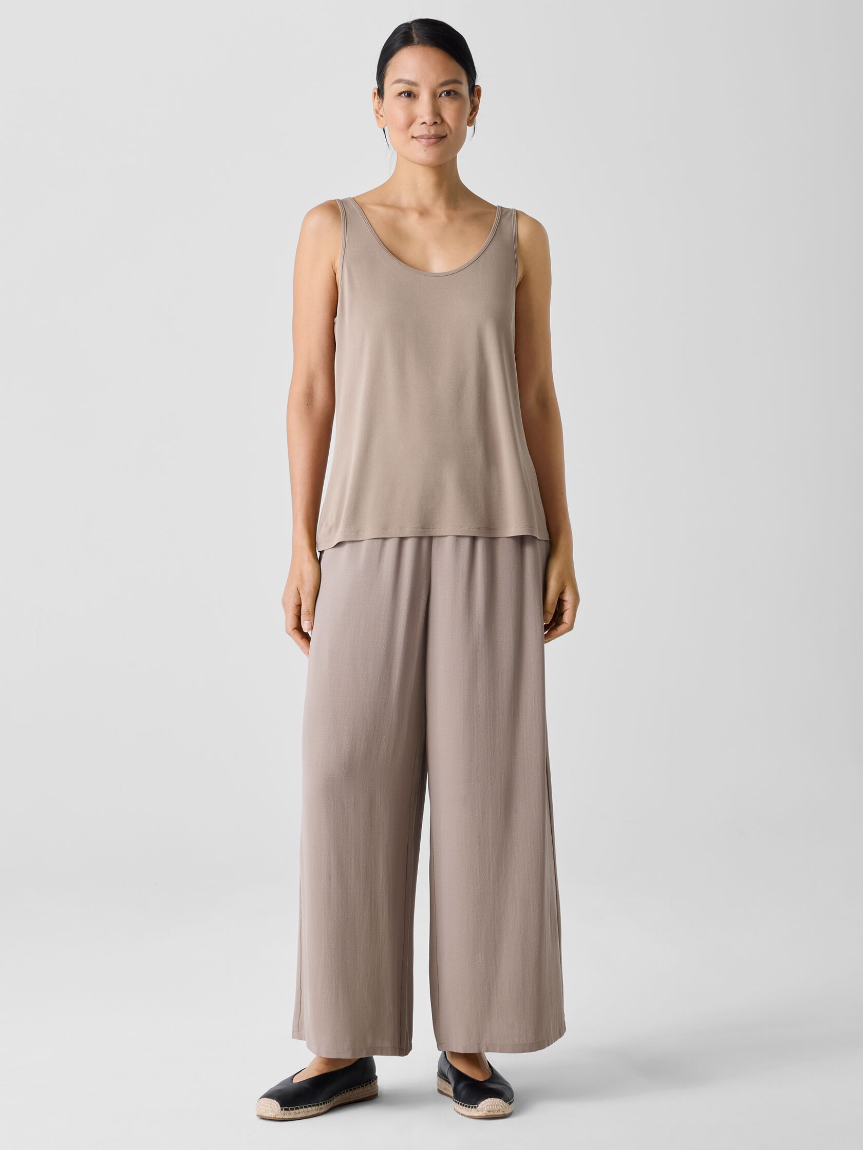 Stretch Silk Jersey Scoop Neck Tank
