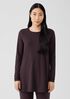 Stretch Jersey Knit Crew Neck Long Top